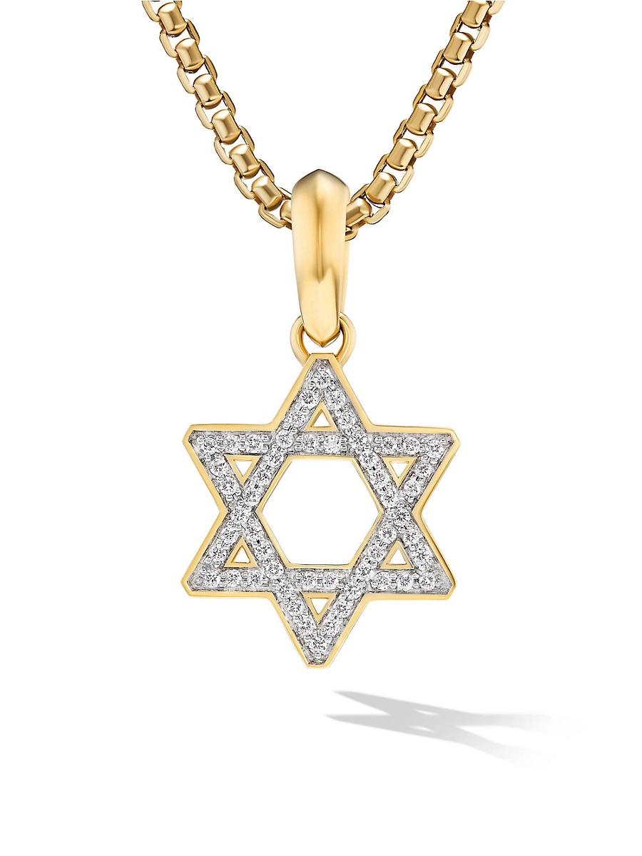 Mens Star of David Pendant in 18K Yellow Gold Product Image