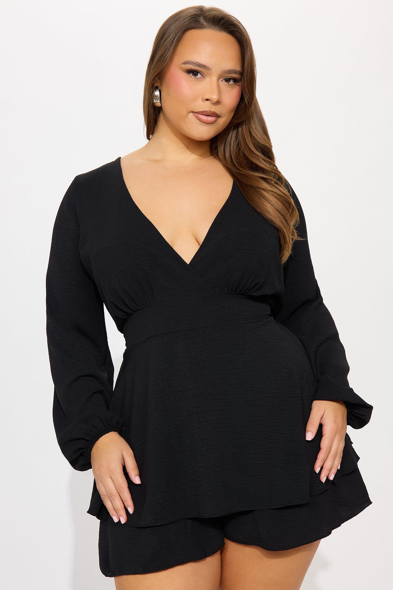 Alessia Long Sleeve Romper - Black Product Image