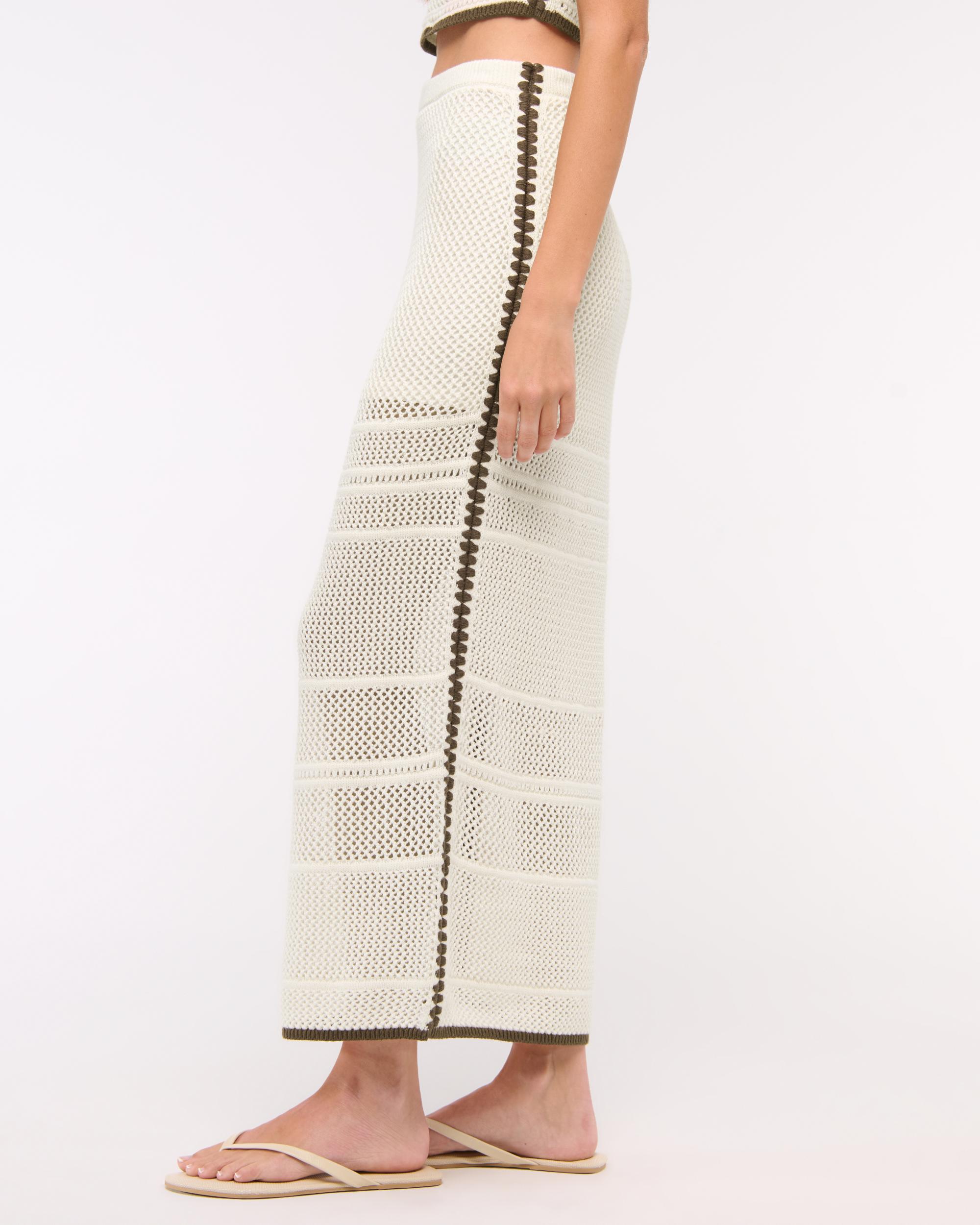 Mid Rise Crochet-Style Maxi Skirt Product Image