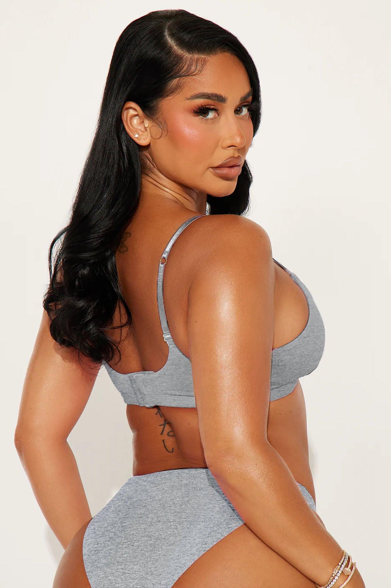 Nova Cotton Triangle Bralette - Heather Grey Product Image