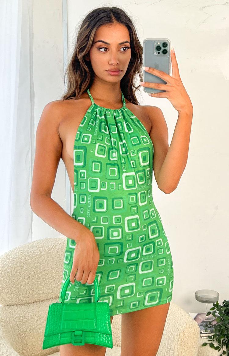 OMIGHTY Cubby Halter Dress Green Product Image