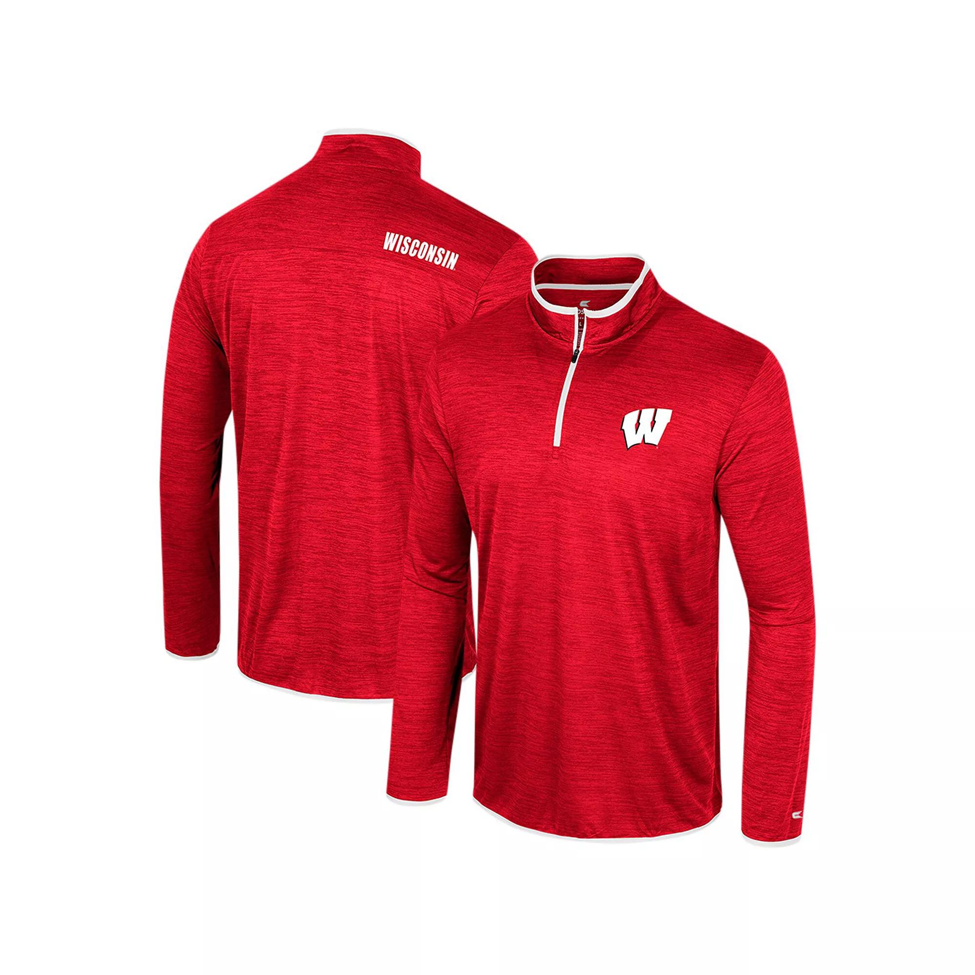Men's Colosseum Red Wisconsin Badgers Wright Quarter-Zip Windshirt, Size: Large Product Image