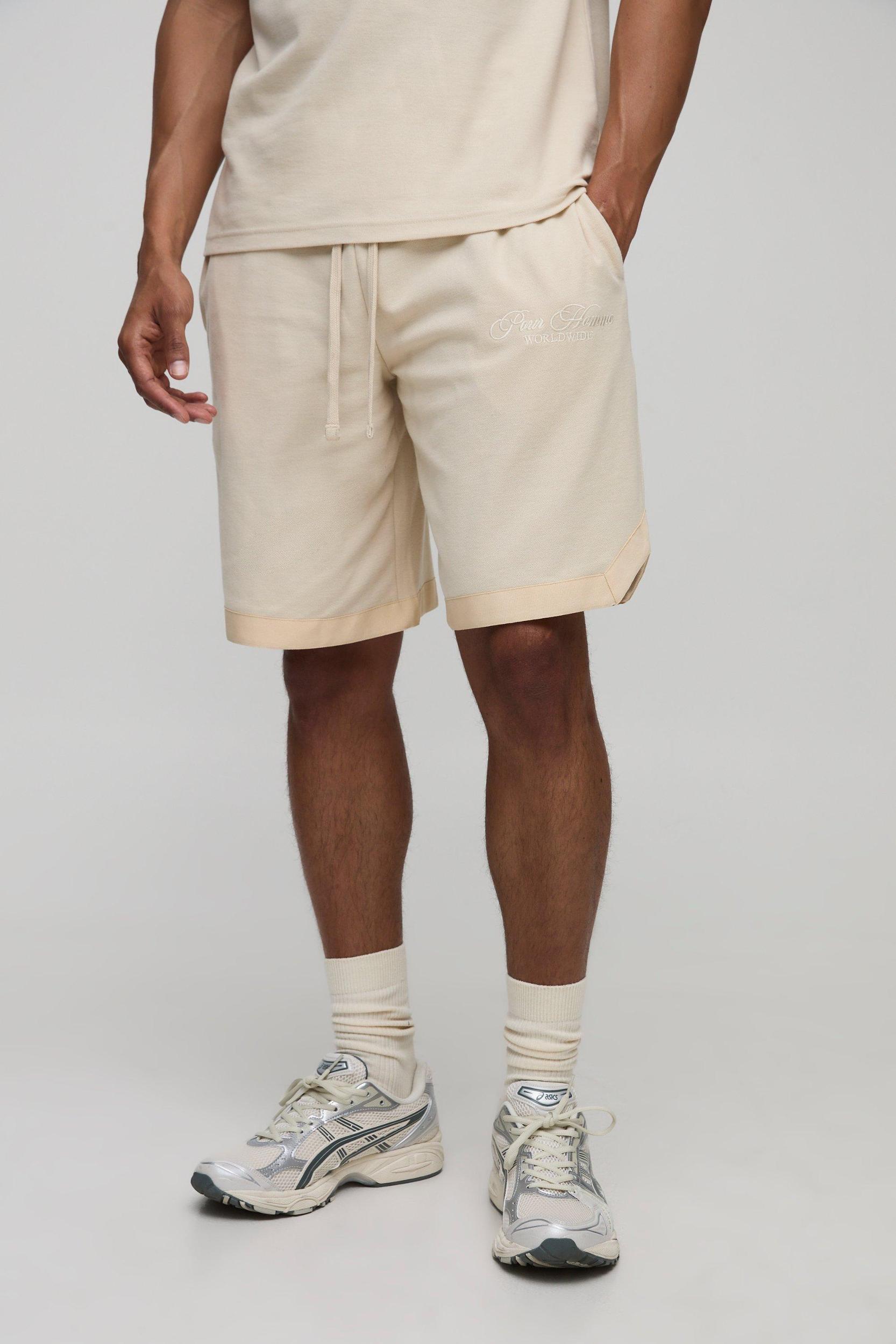 Homme Mid Length Pique Basketball Shorts | boohooMAN USA Product Image