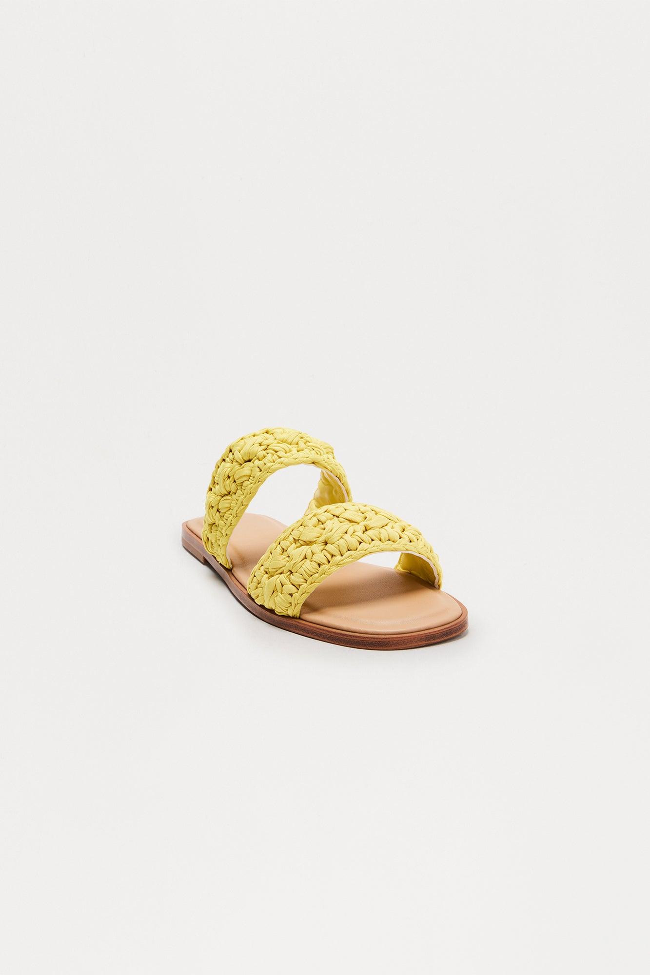 Boardwalk Crochet Slip On Sandals - Yellow Female Product Image