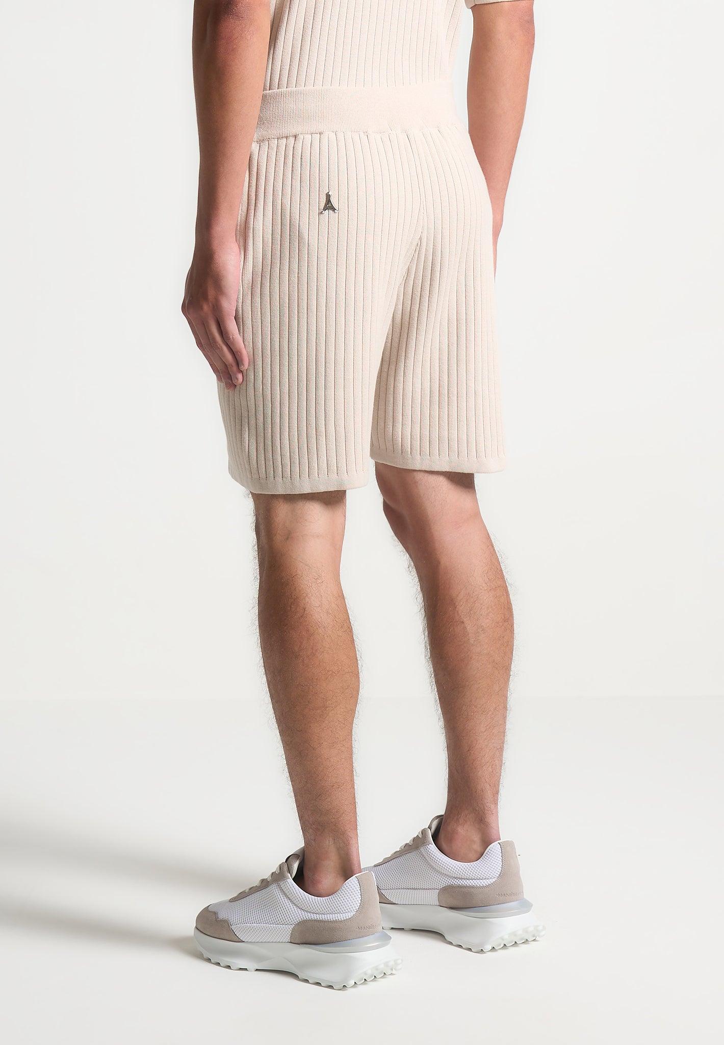 Ribbed Knit Shorts - Cream Male Product Image