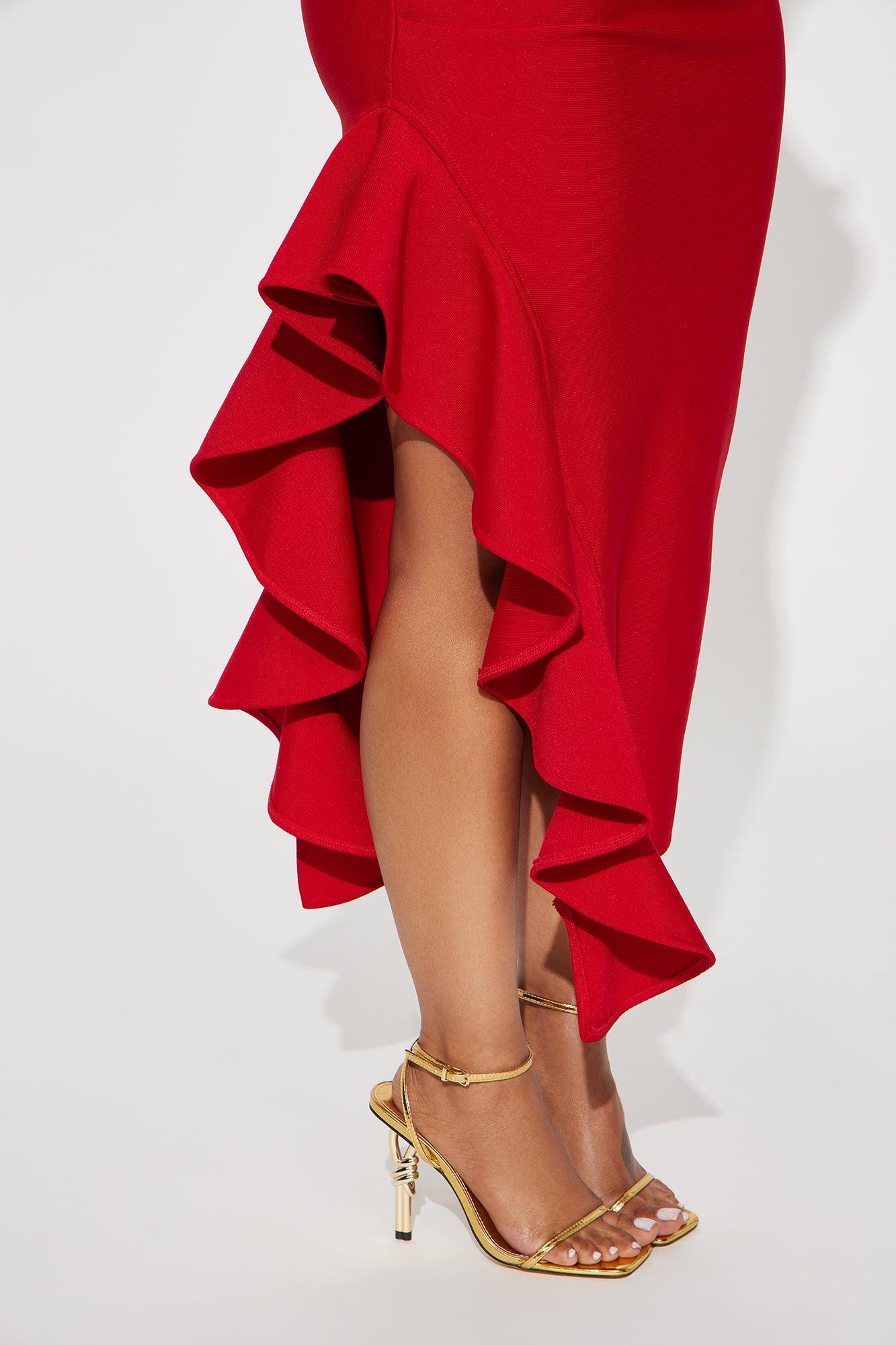 Marlena Corset Bandage Midi Dress - Red Product Image