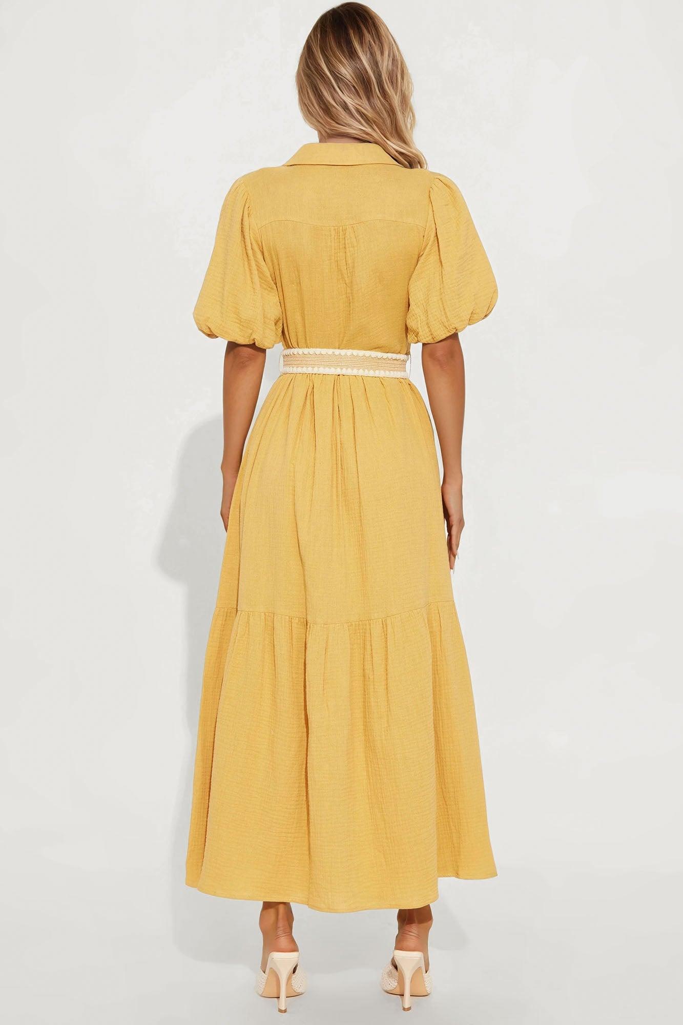 Georgina Maxi Shirt Dress - Mustard Product Image