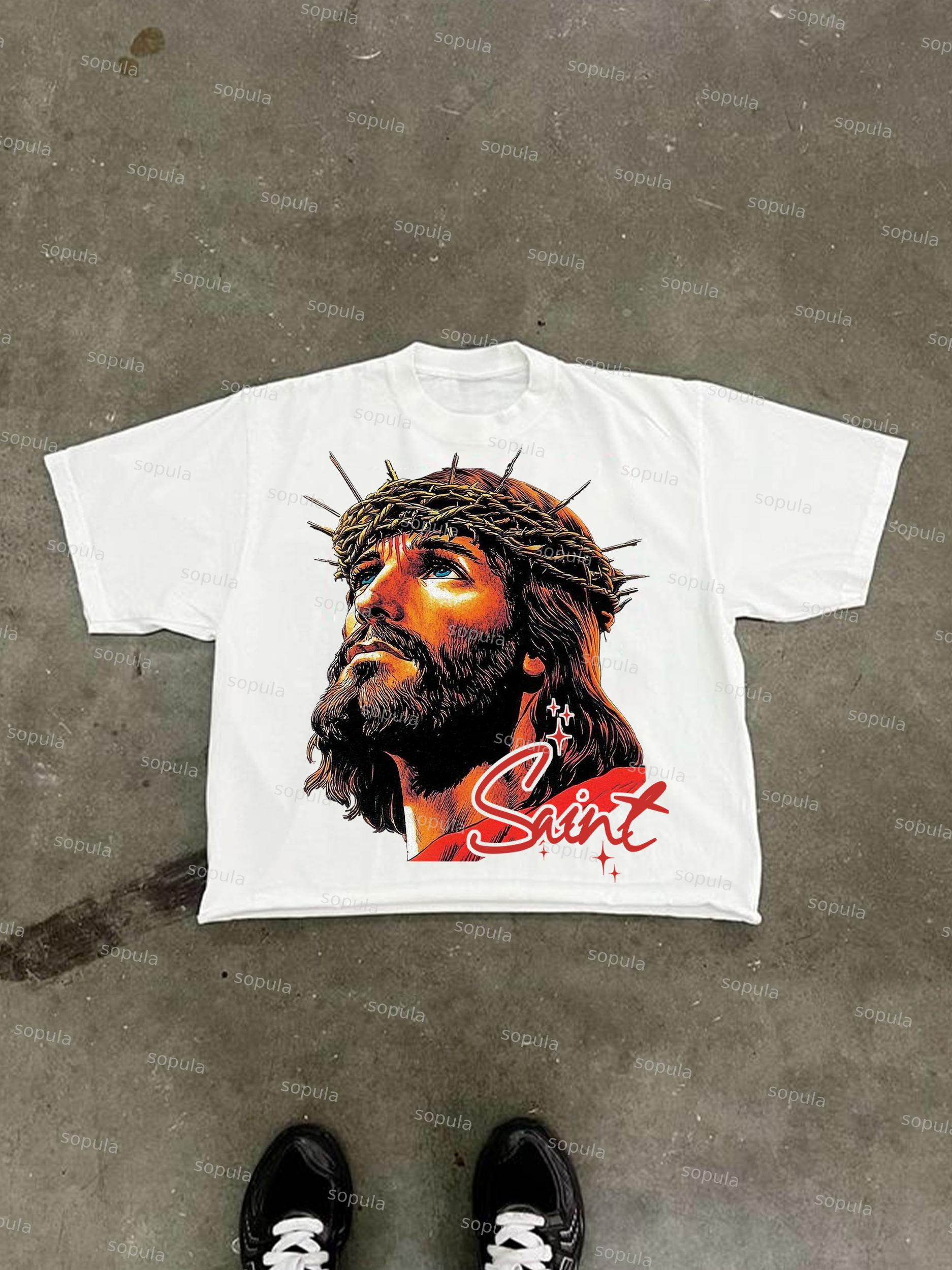 God Saint Graphic Print Cropped T-shirt Product Image