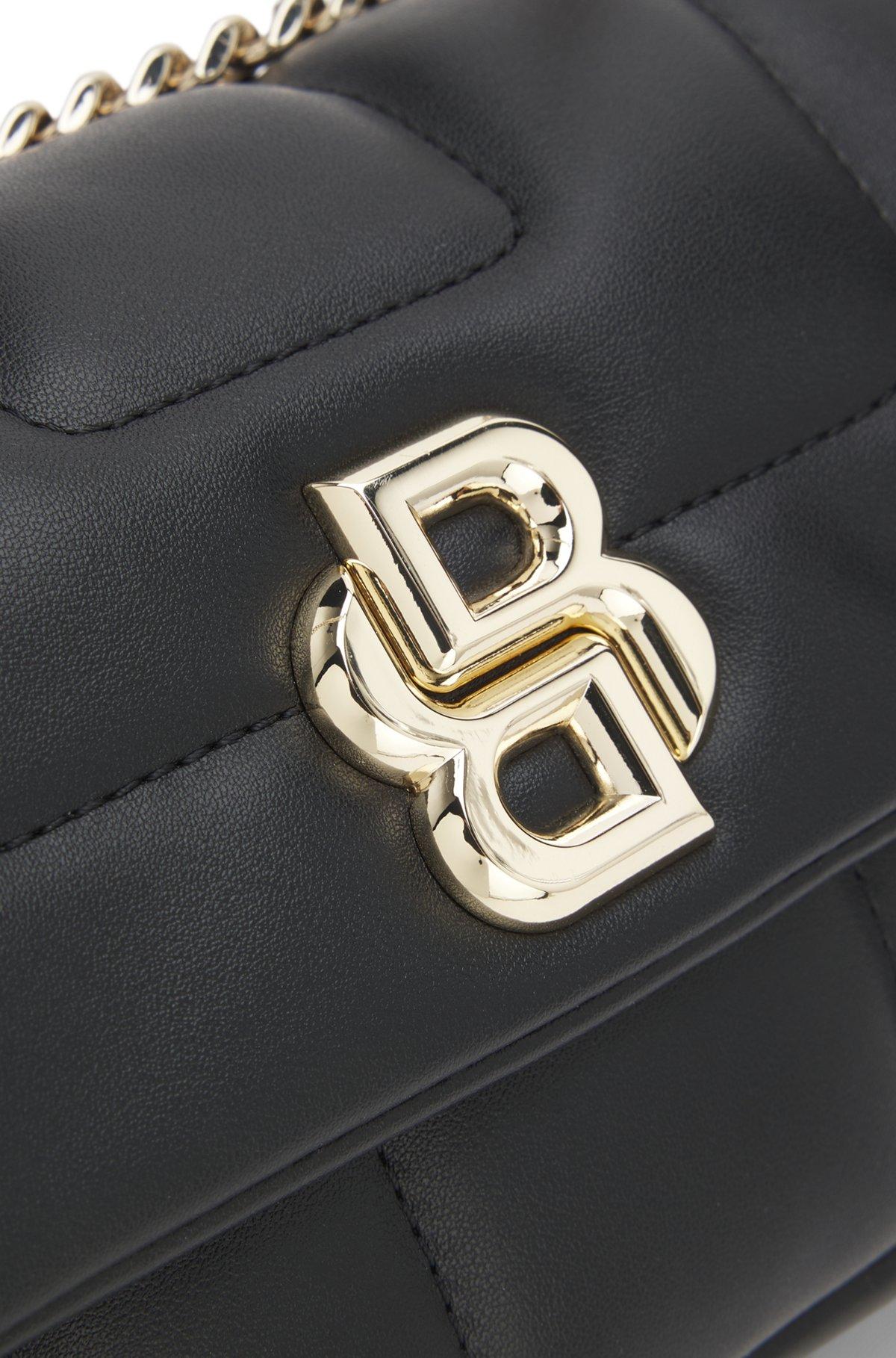 BOSS - Quilted shoulder bag with Double B monogram trim - Black Product Image