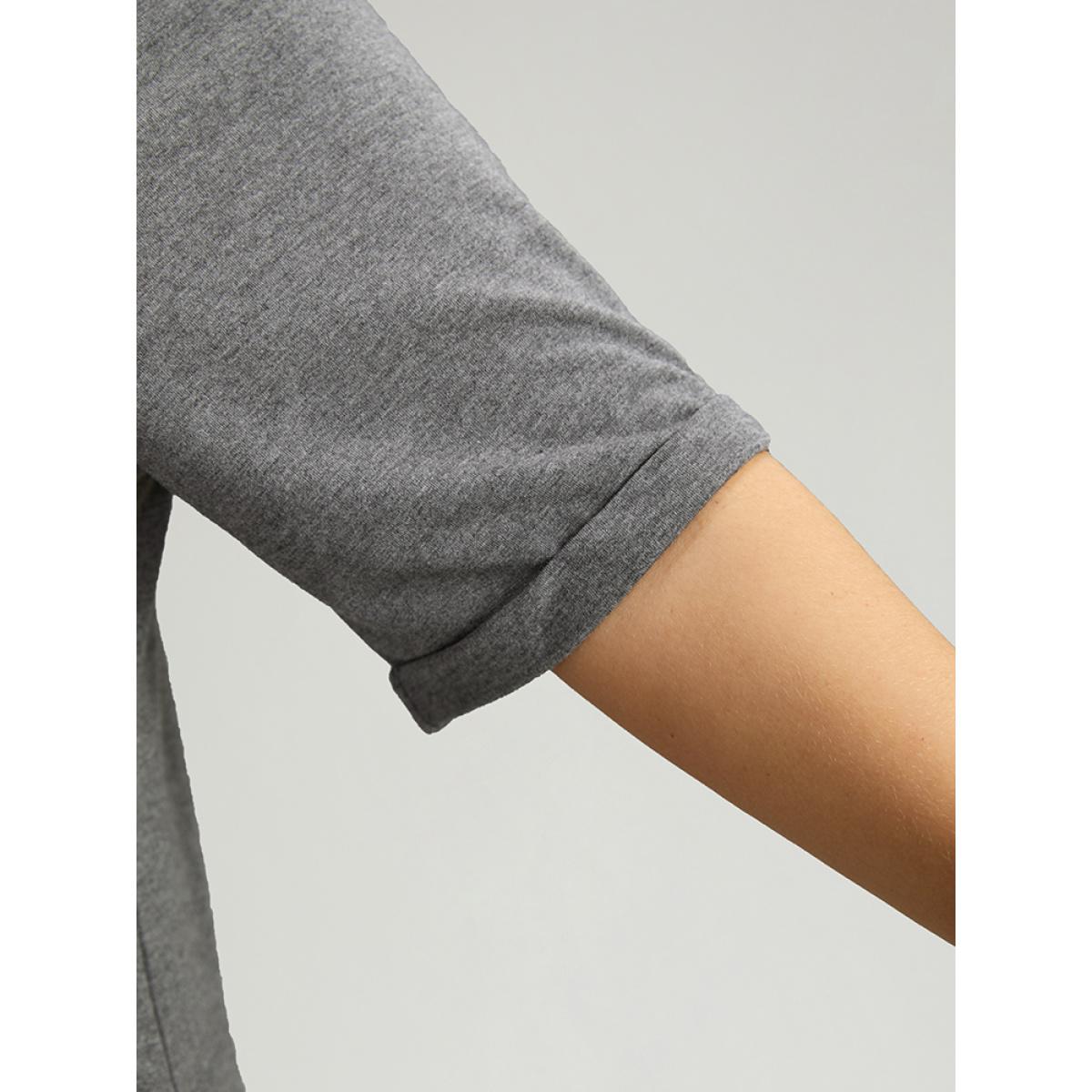 Plus Size Christmas Gingham Patchwork V Neck T-shirt DimGray Women Leisure Printed Christmas Casual T-shirts BloomChic 10/M Product Image