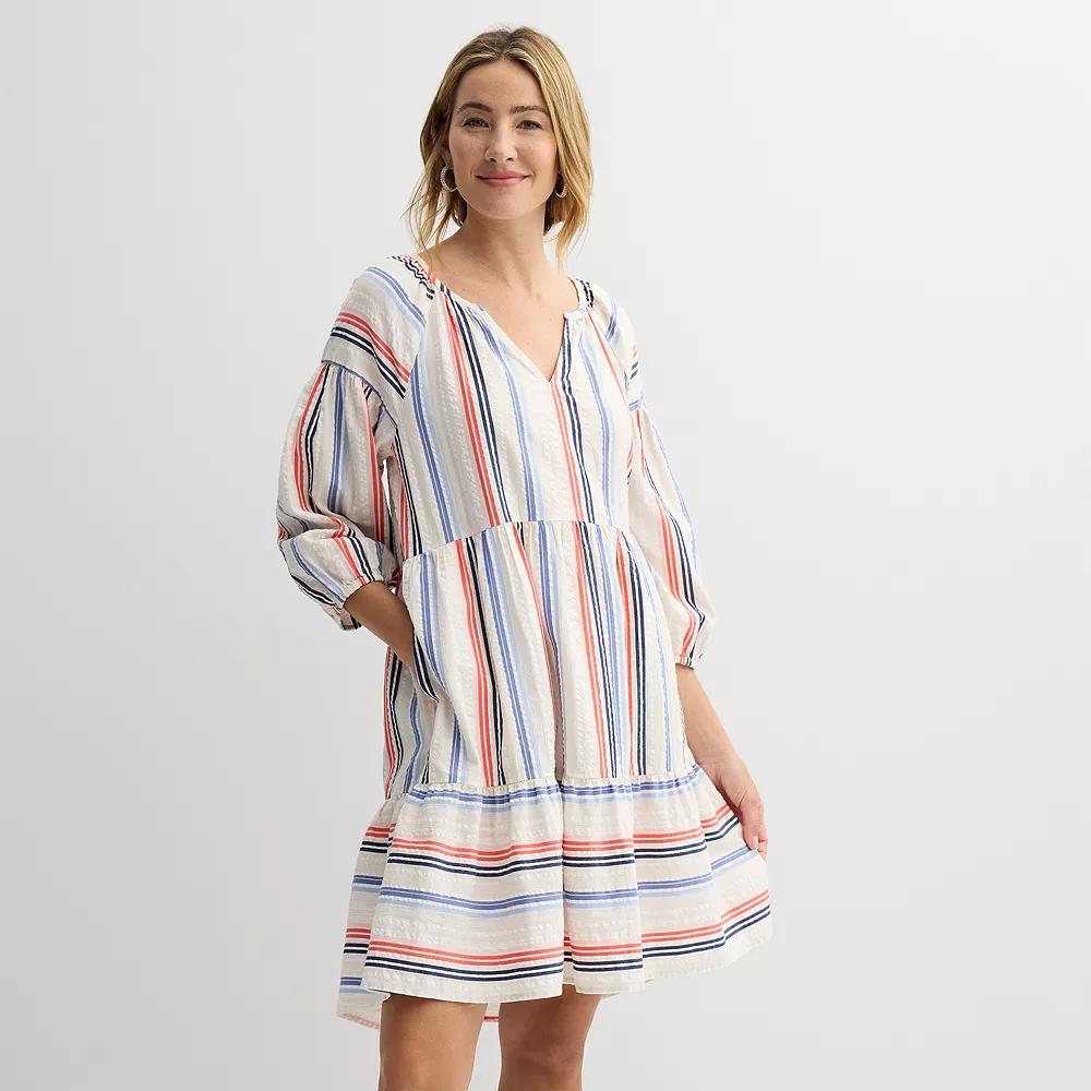 Womens Sonoma Goods For Life Elevated Tiered Babydoll Dress Product Image