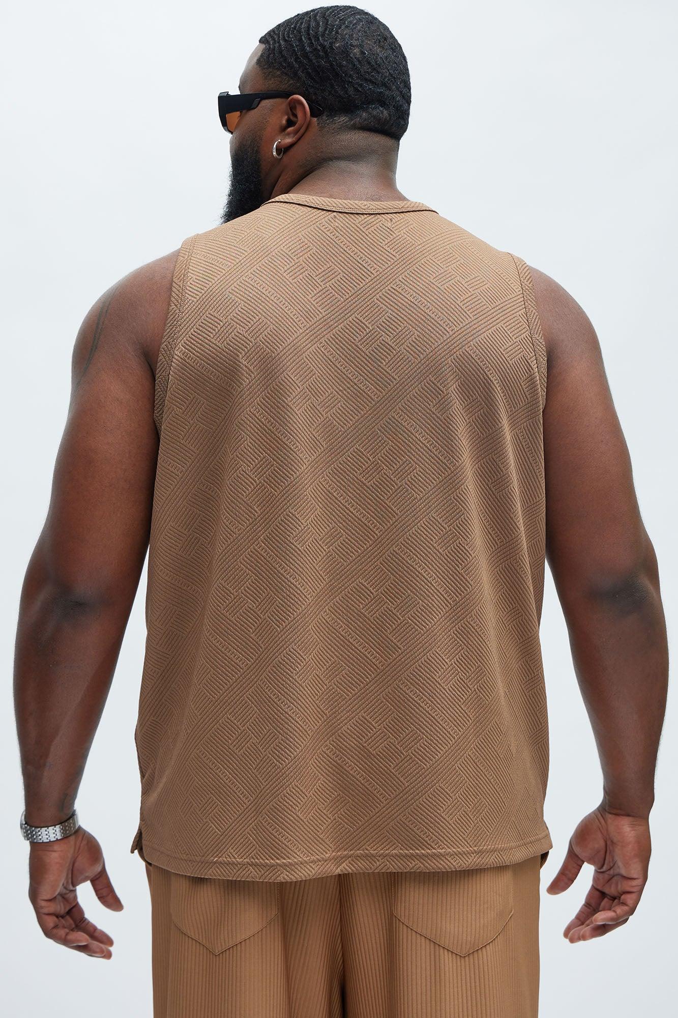 Easton Geo Textured Relaxed Tank Top - Brown Product Image