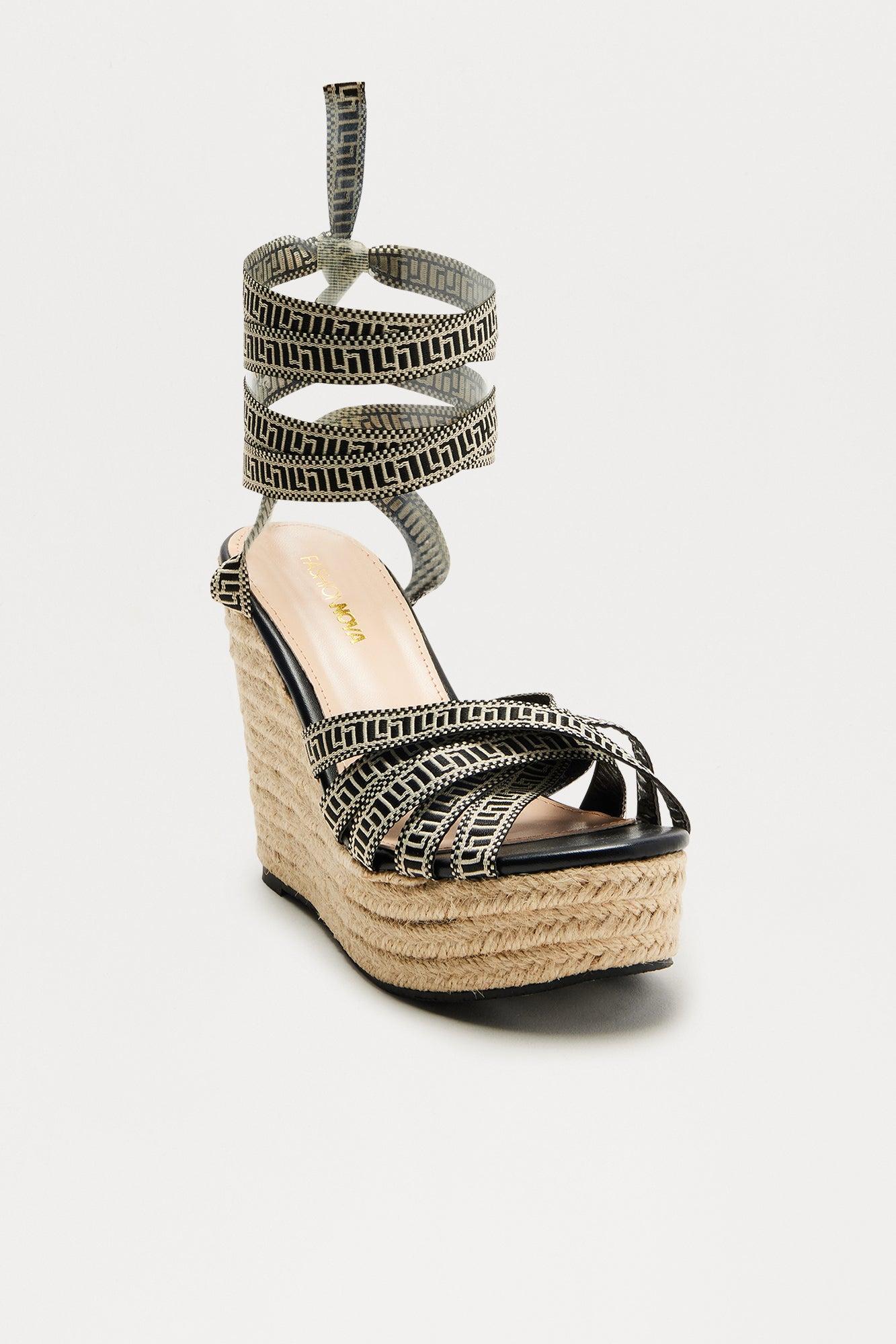 Marv Wrap Up Wedges - Black/White Product Image