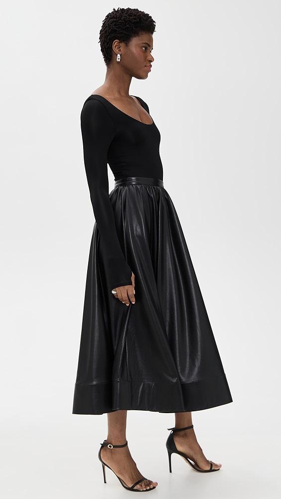 alice + olivia Chara Vegan Leather Scoop Neck Midi Dress | Shopbop Product Image