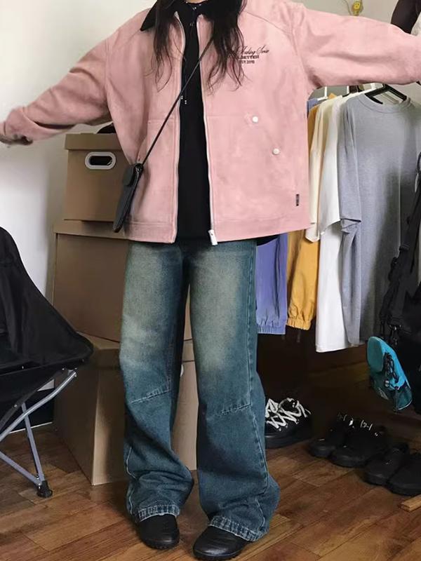 Splice Print Lapel Neck Jacket Product Image