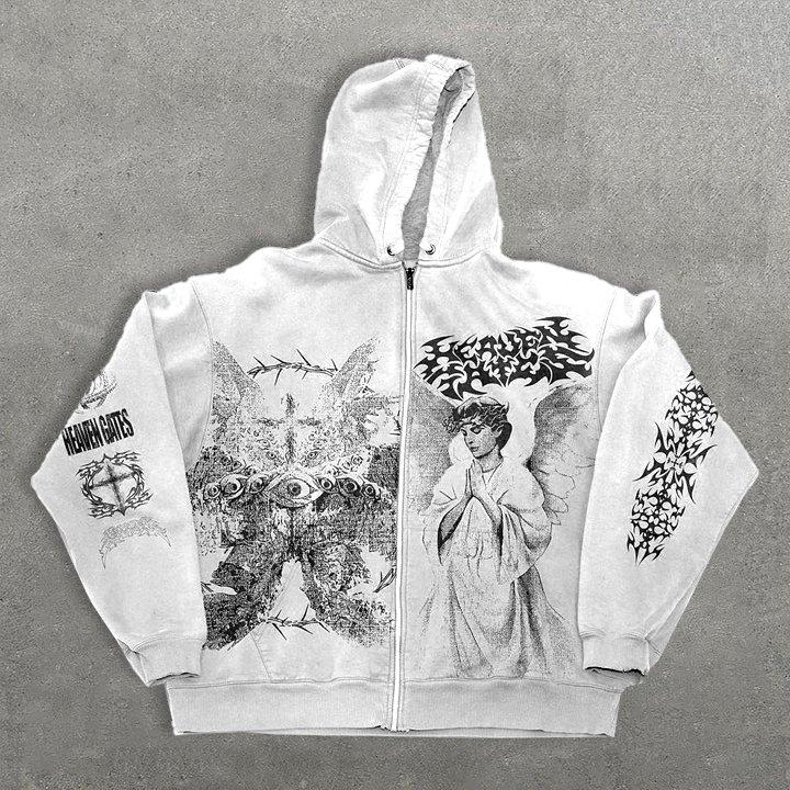 Heaven Gates Angelic Graphic Print Zip Up Hoodie Product Image