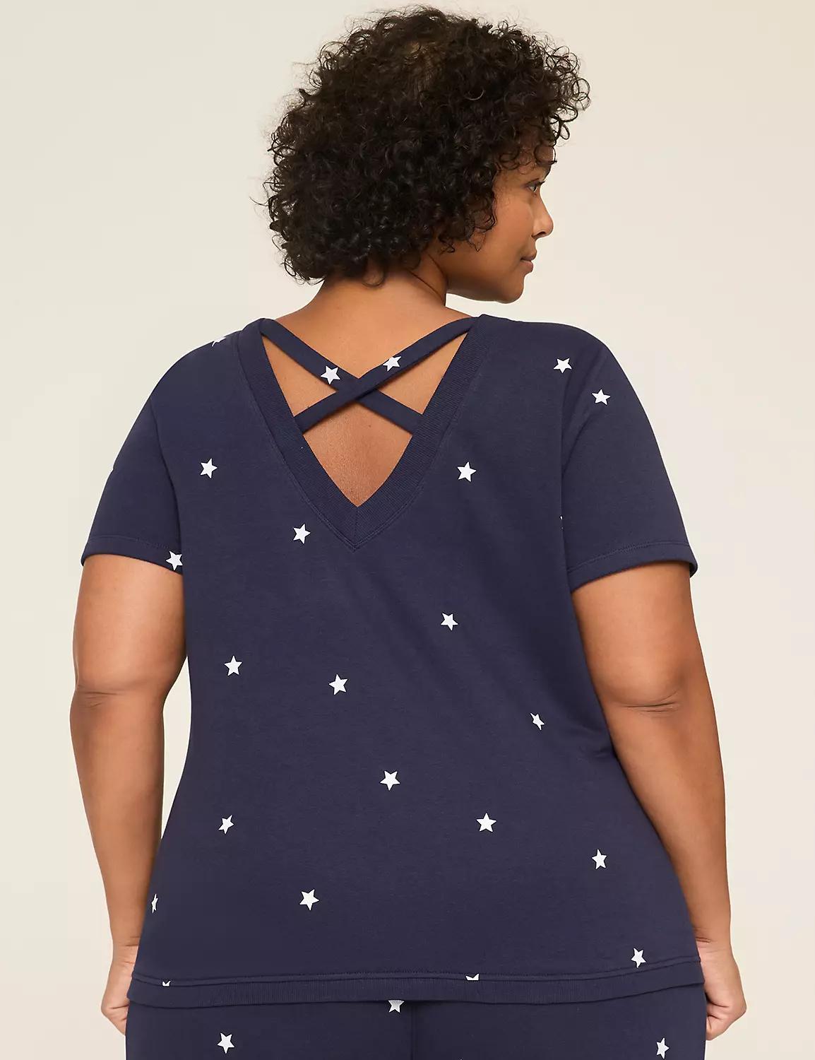 LIVI French Terry Short-Sleeve Cross-Back Sweatshirt Product Image