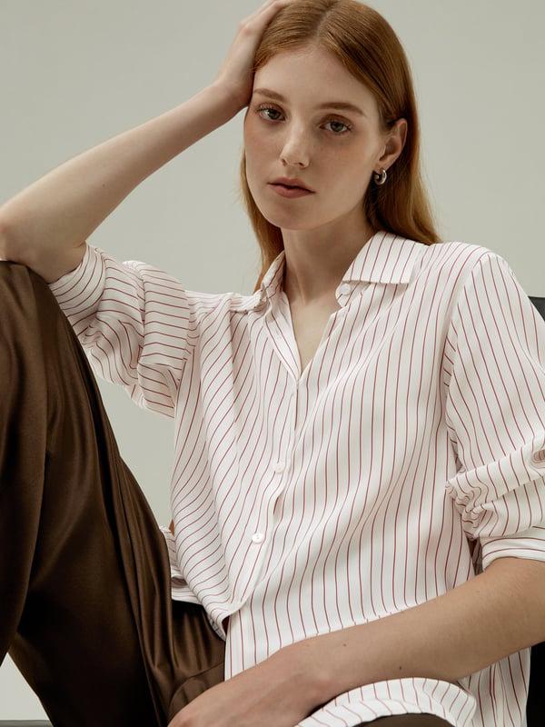 LILYSILK Women's Silk Charmeuse Oversized SOS Shirt, Brown Pinstripe, XXL Product Image