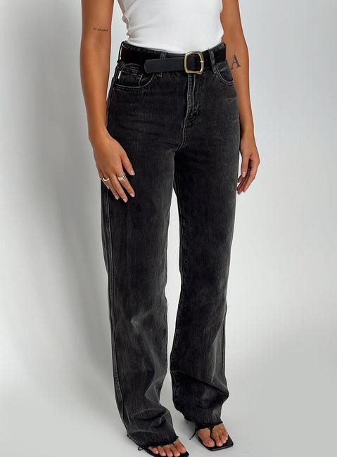 Karlina High Rise Straight Leg Jean Charcoal Product Image