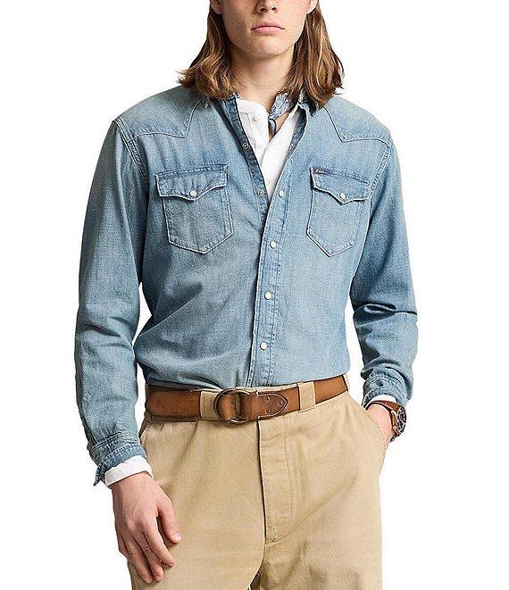 Polo Ralph Lauren Classic-Fit Long-Sleeve Western Shirt Product Image