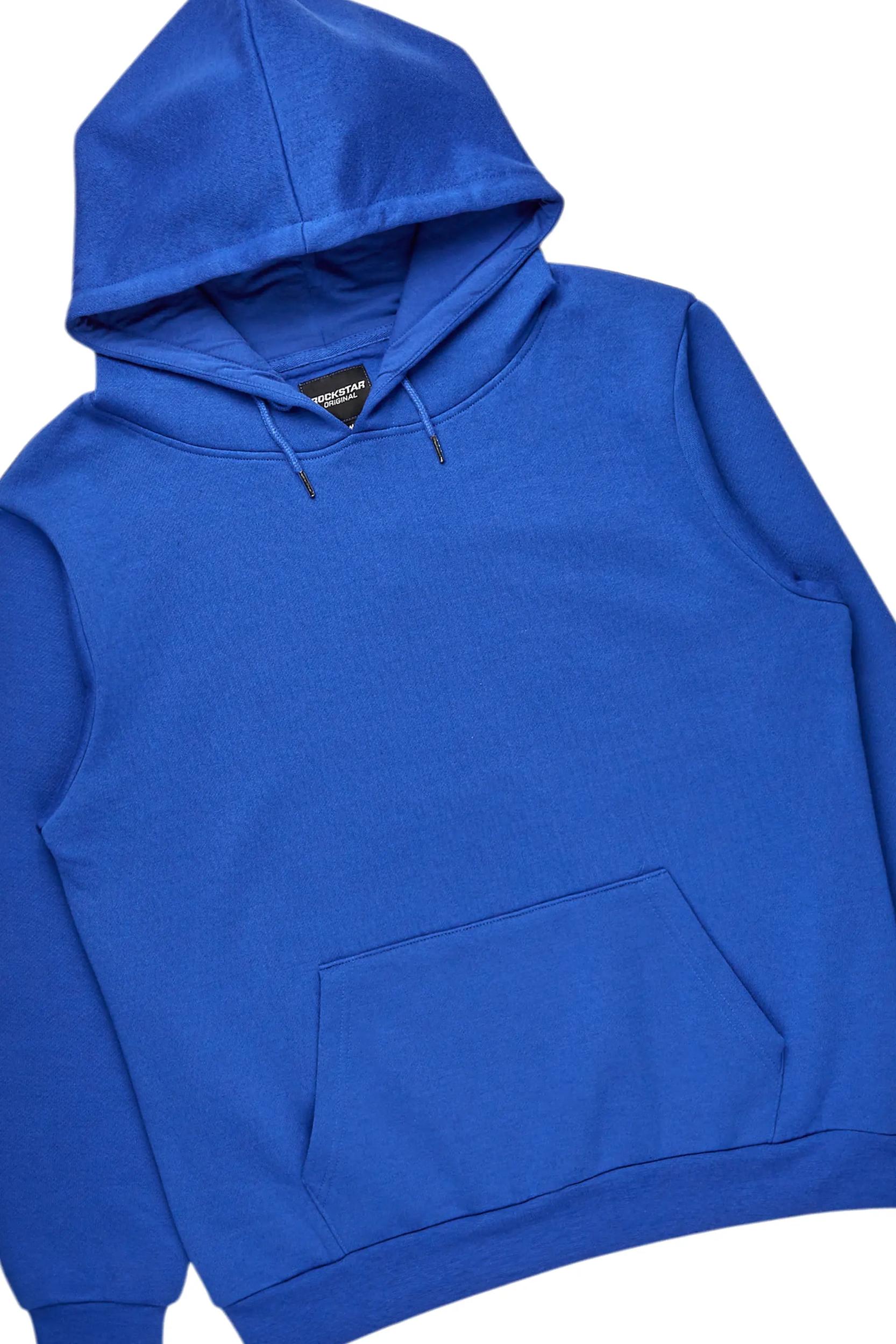 Basic Royal Blue Hoodie/Stacked Flare Track Set Male Product Image