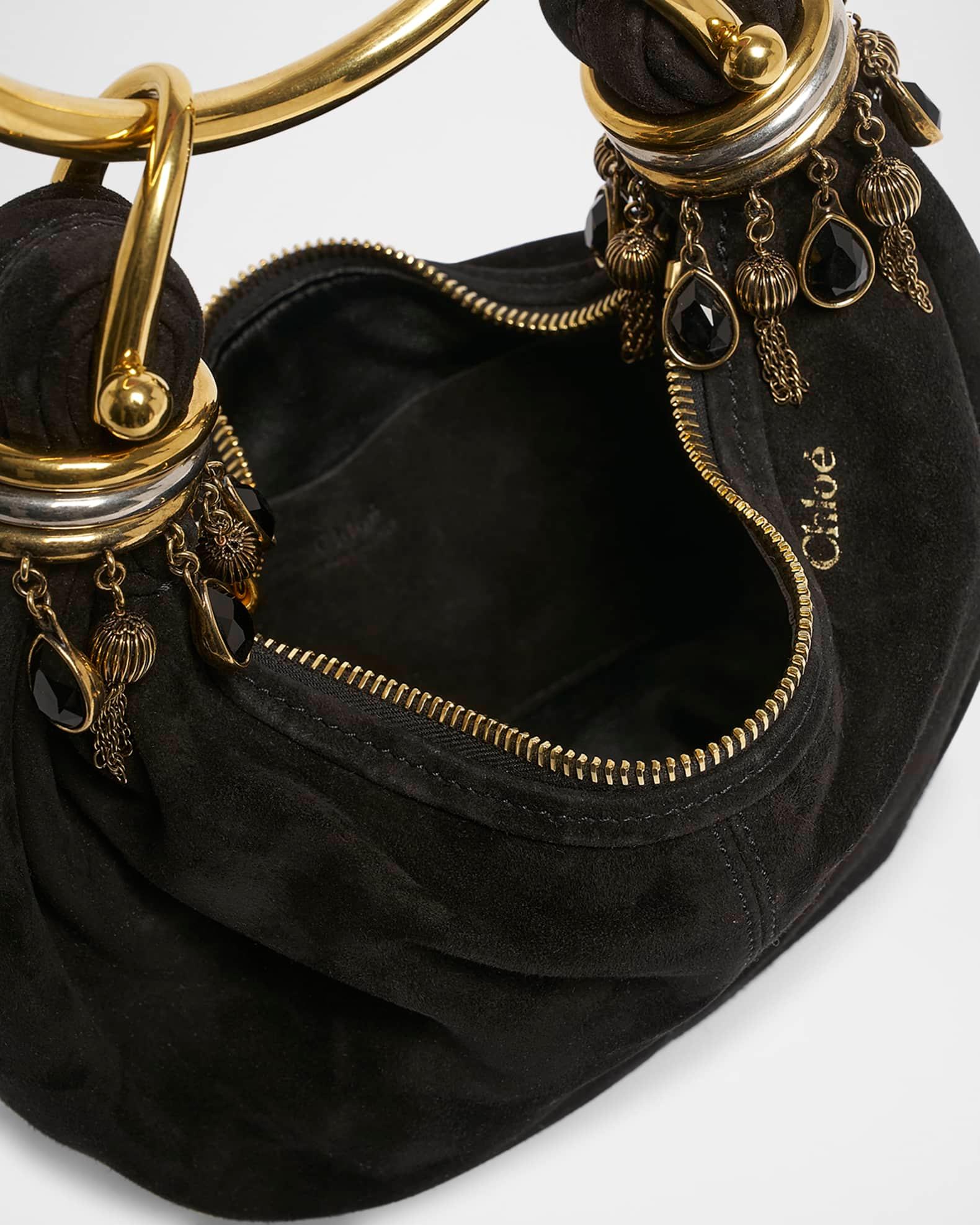 Bracelet Mini Top-Handle Bag in Suede with Beads  Product Image