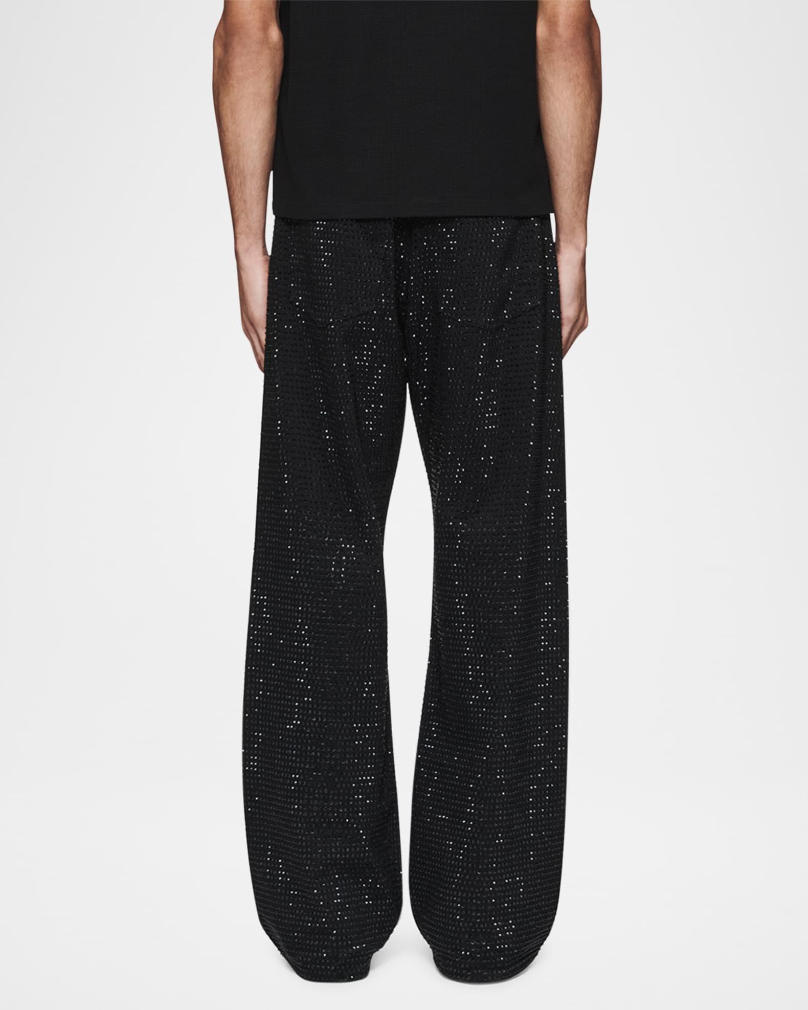 Mens Crystal-Embellished Wide-Leg Pants Product Image