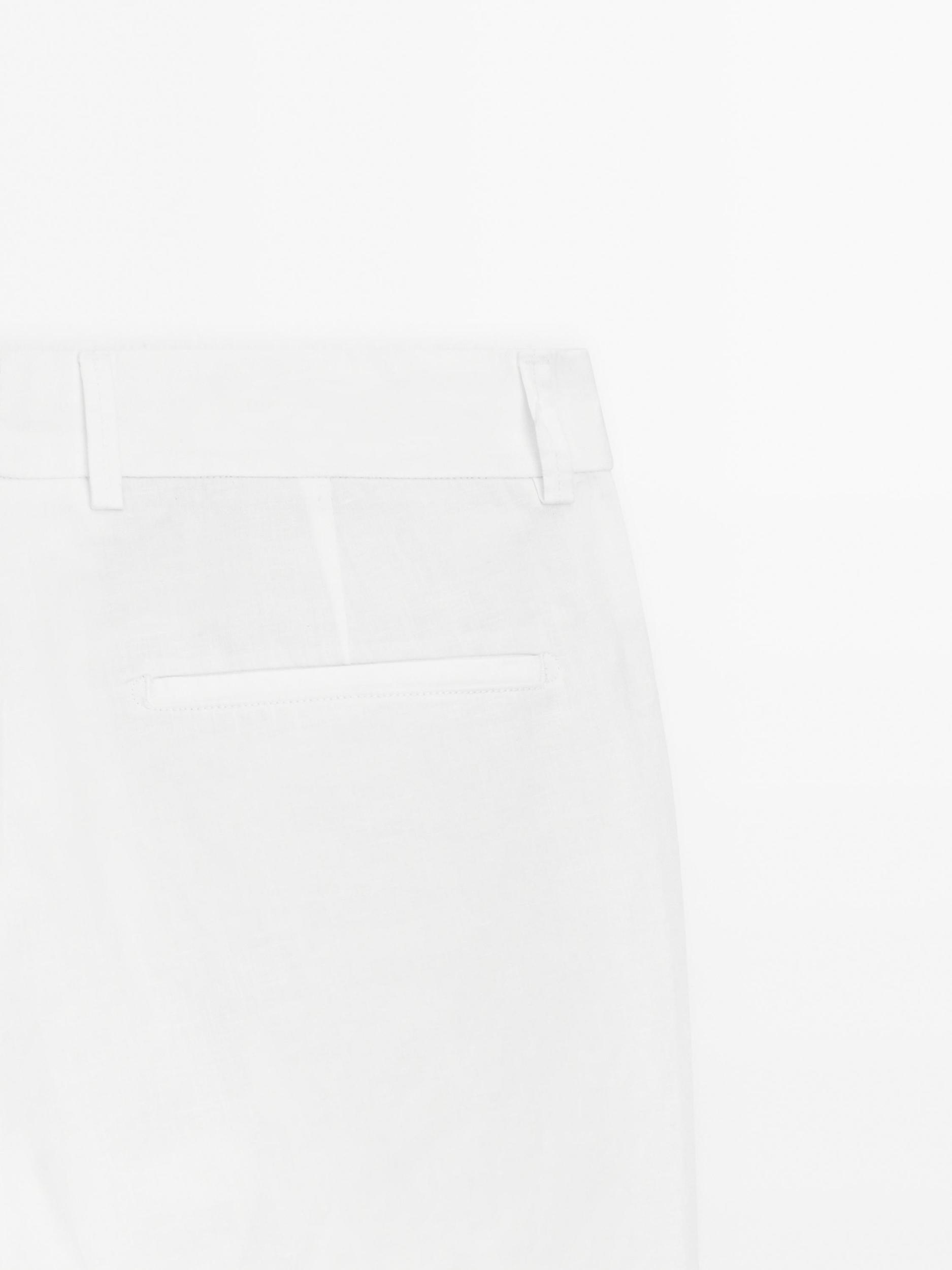 Cotton and linen blend tapered fit trousers Product Image