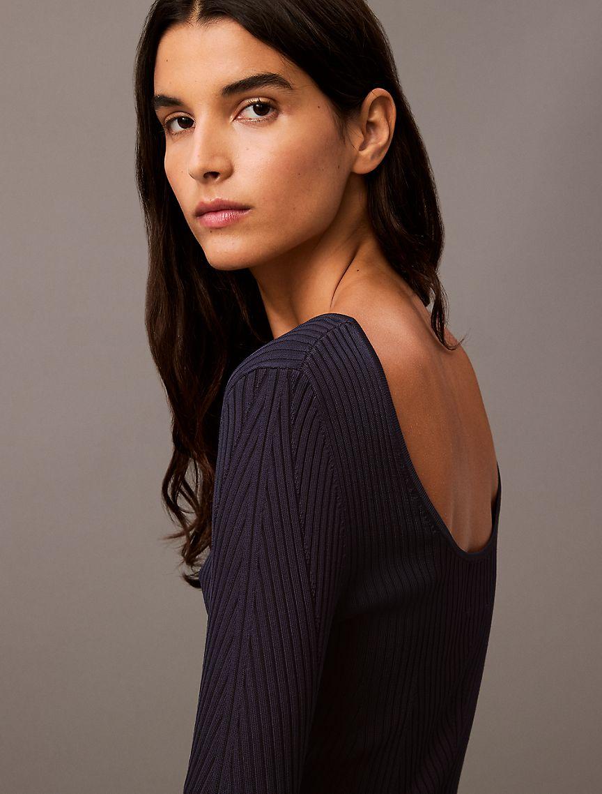 Scoop Neck Rib Sweater Product Image