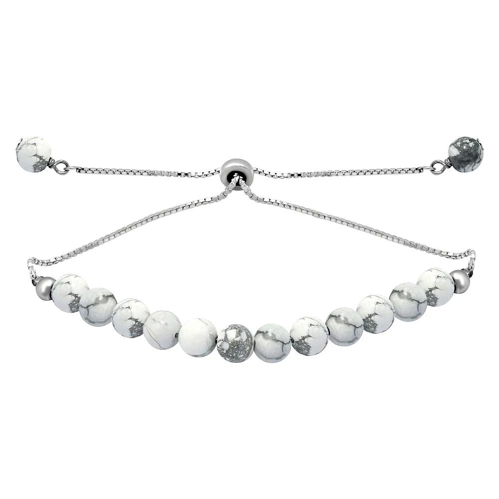 Aleure Precioso Gemstone Bead Frontal Adjustable Bracelet, Women's, Size: 10", Howlite Product Image