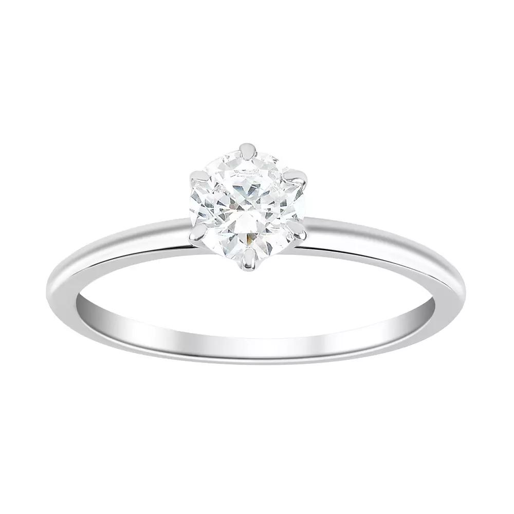 SIRI USA by TJM Sterling Silver Round Cubic Zirconia Engagement Ring, Women's, Size: 7 Product Image