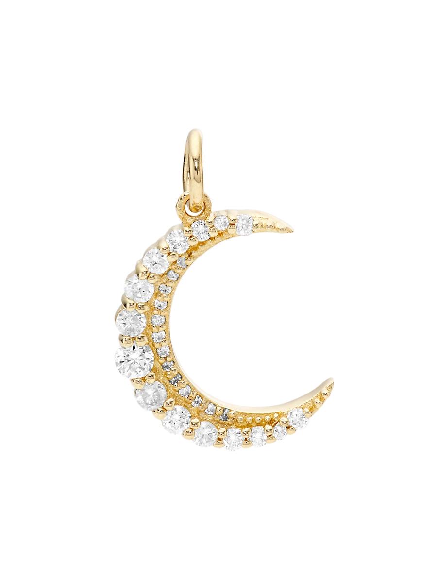 Womens 14K Yellow Gold & 0.283 TCW Diamond Crescent Moon Pendant Product Image