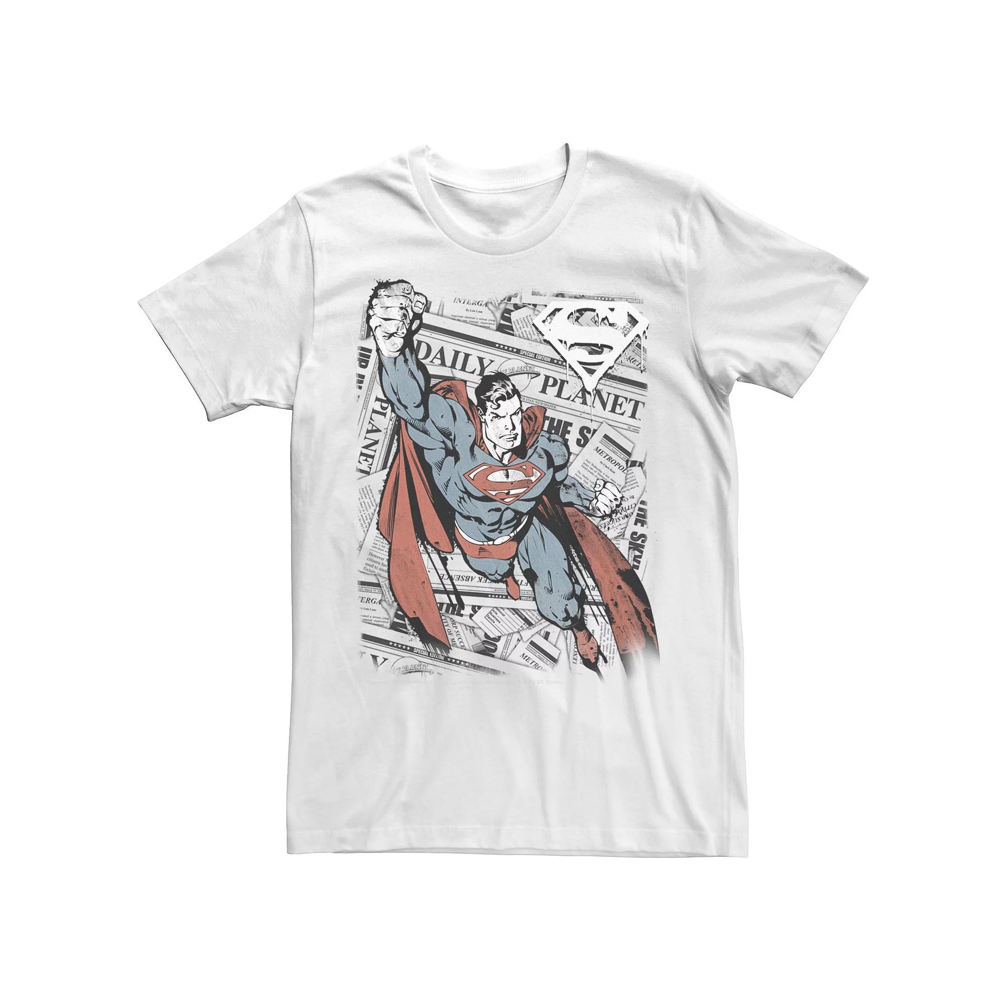 Men's DC Comics Superman Daily Planet Background Poster Graphic Tee,  Product Image