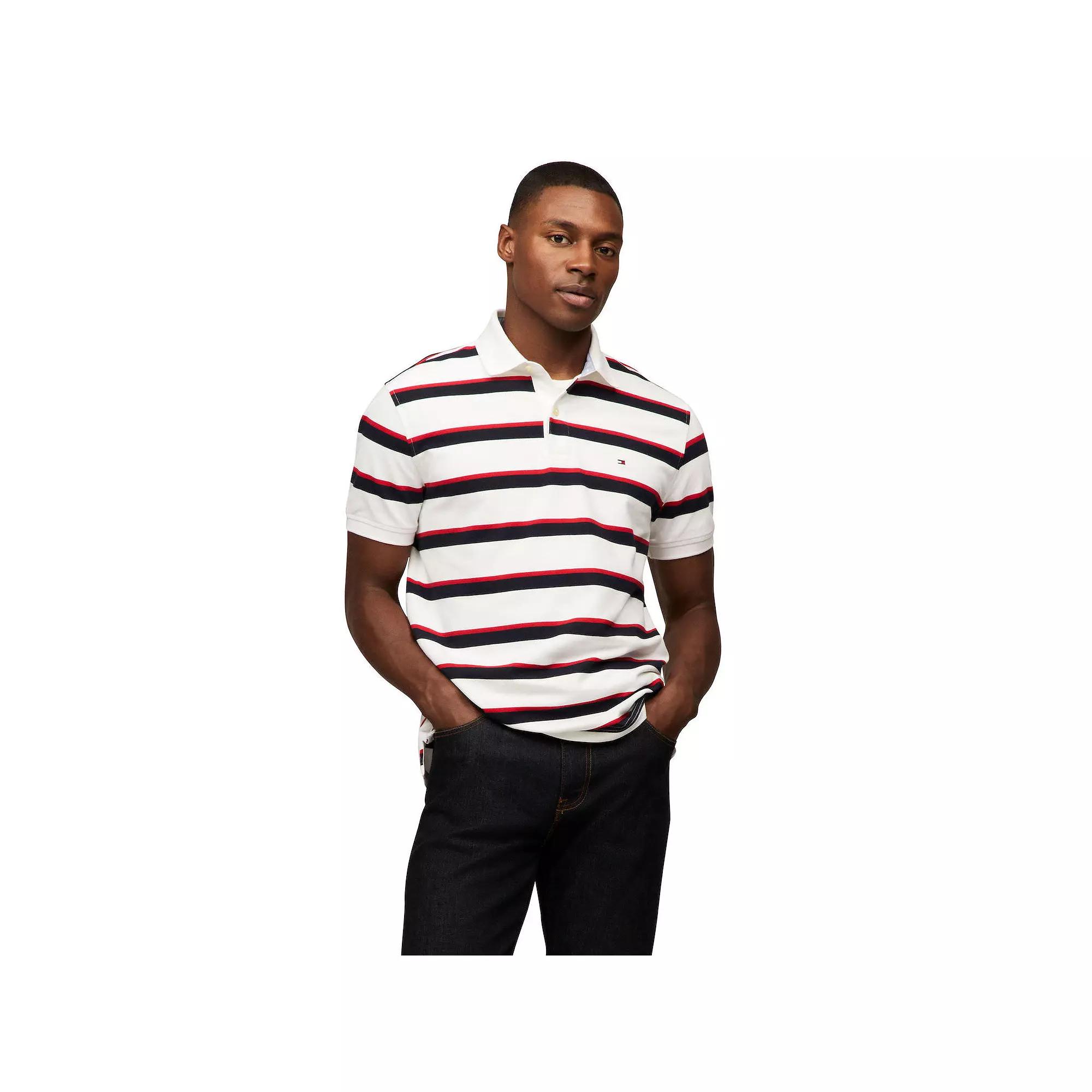 Men's Tommy Hilfiger Charlie Stripe Polo, Size: Medium, Optic White Product Image