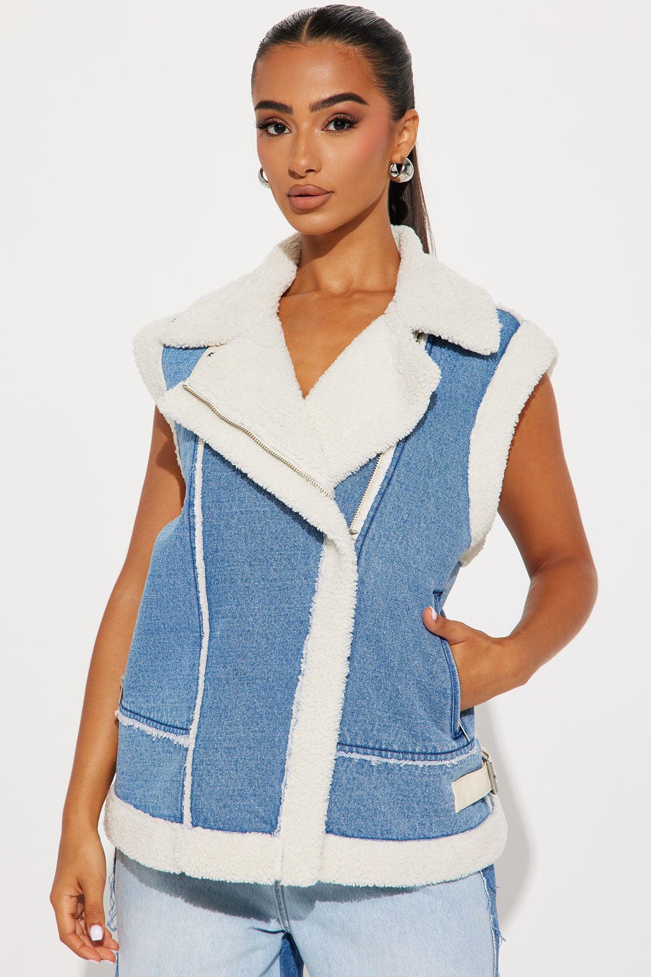Wilderness Denim Shearling Vest - Light Wash Product Image