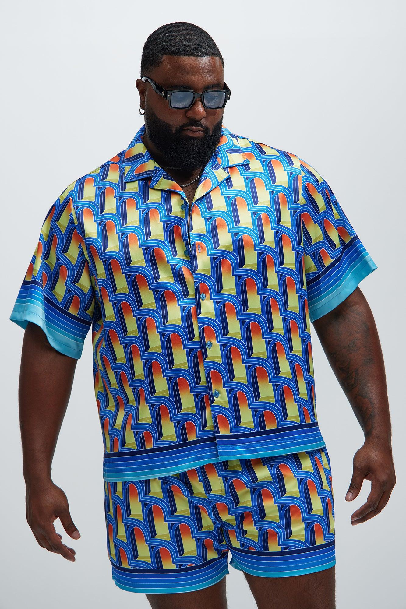 Cowan Geometric Shirt - Blue/combo Product Image