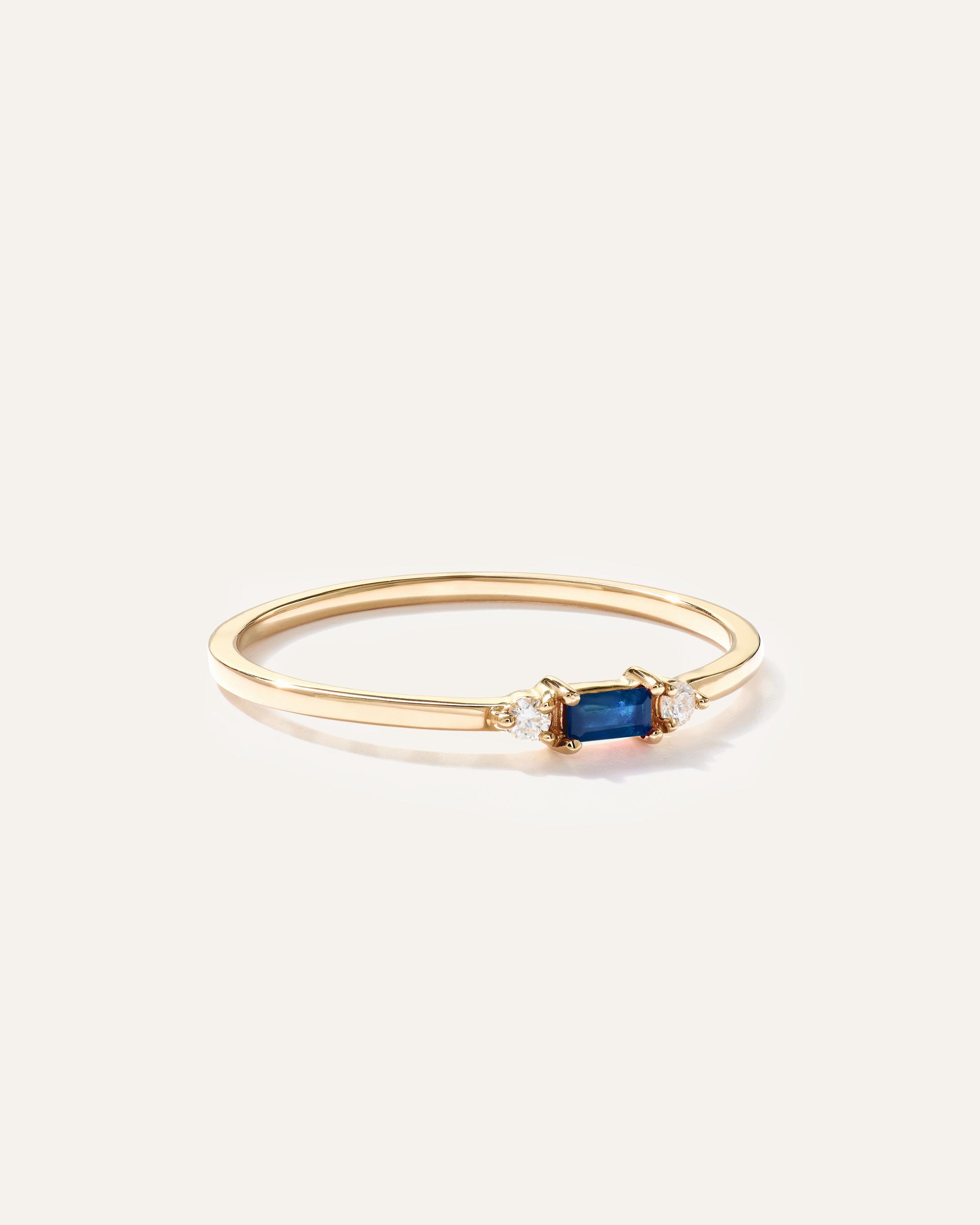 Quince | Women's 14k Gold Baguette Gemstone with Diamonds Ring Product Image