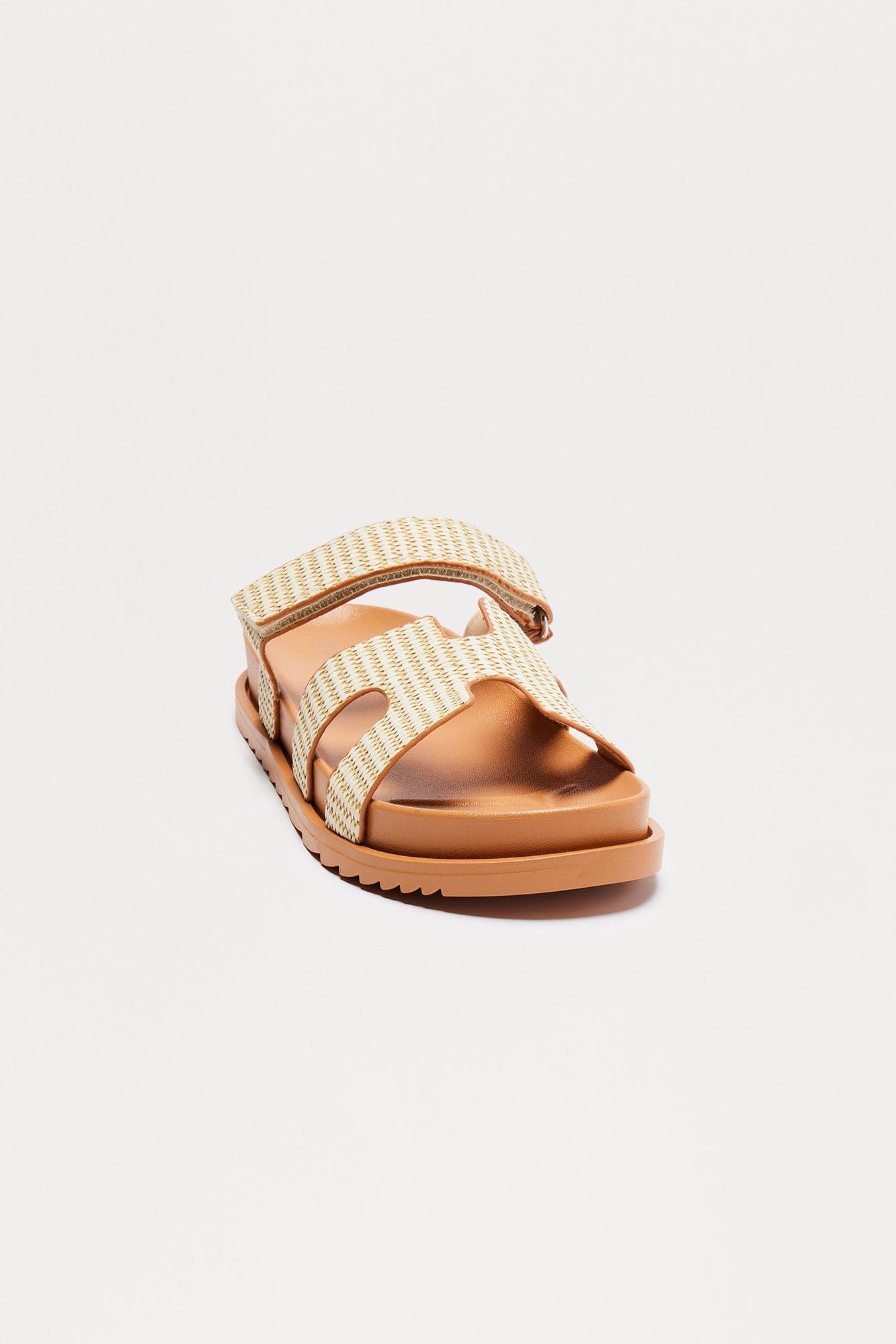 Trey Raffia Strap Slides - Natural Product Image
