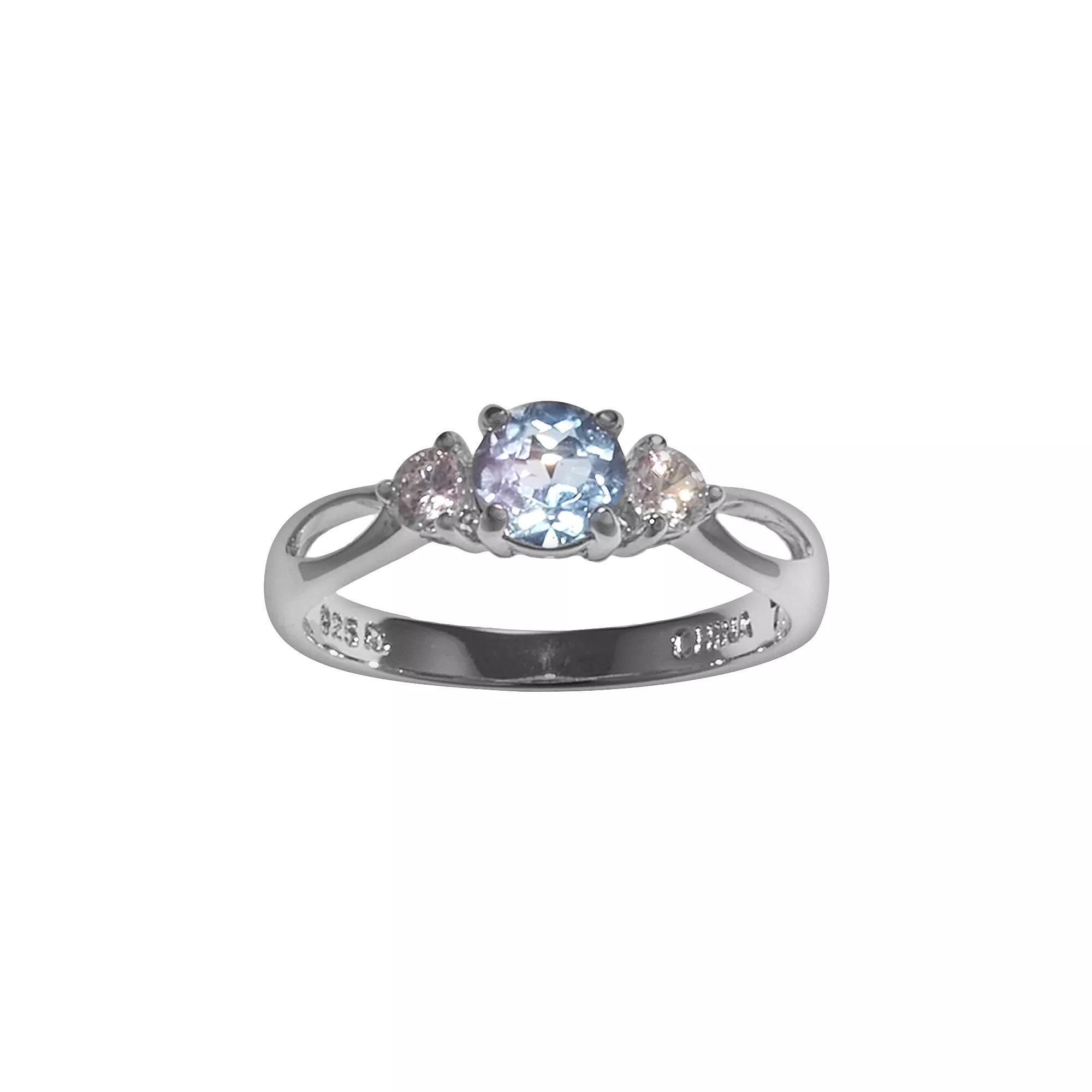 Sterling Silver Blue Topaz and Cubic Zirconia Ring, Women's, Size: 8 Product Image
