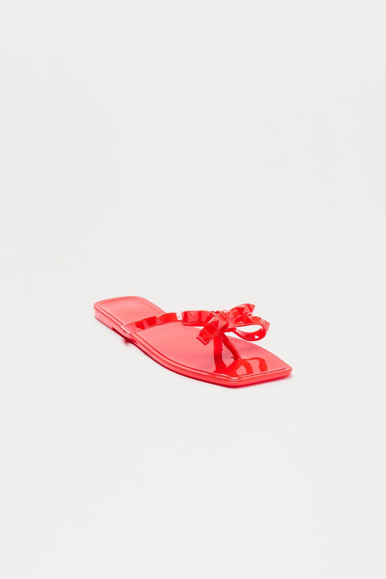 Vallie Bow Flip Flops - Red Female Product Image