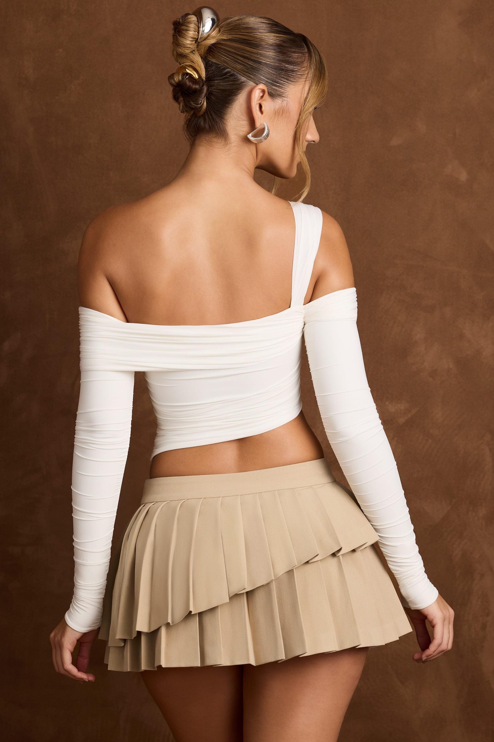 Asymmetric Off-Shoulder Draped Top in Vanilla Product Image