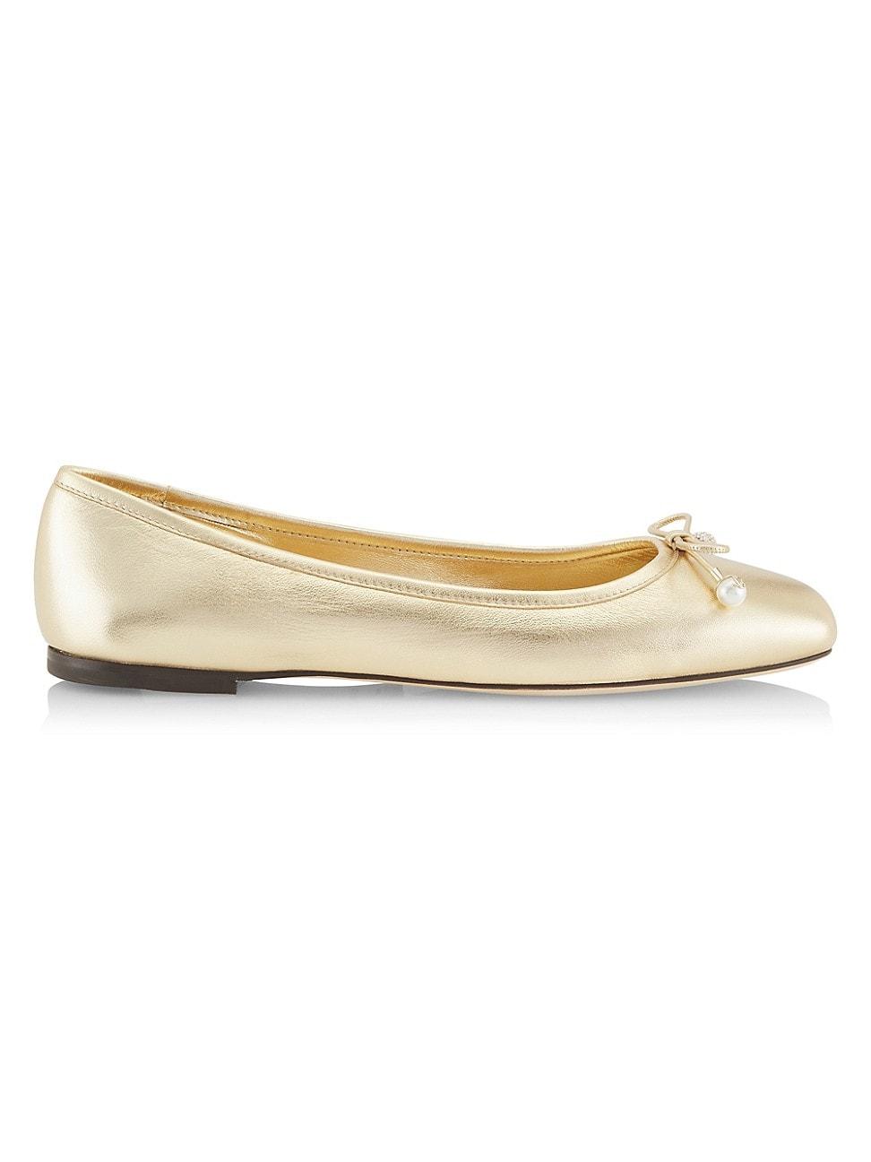 Elme Metallic Bow Ballerina Flats Product Image