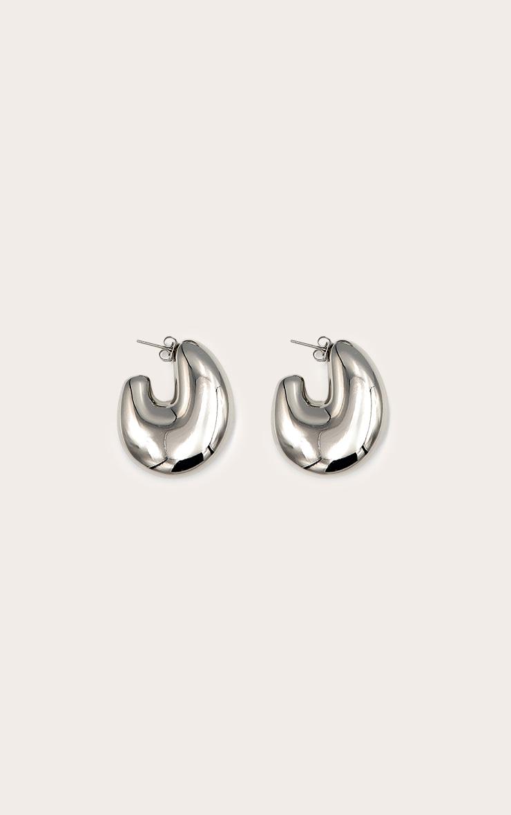 Silver Oversize Chunky Hoop Statement Earrings Product Image