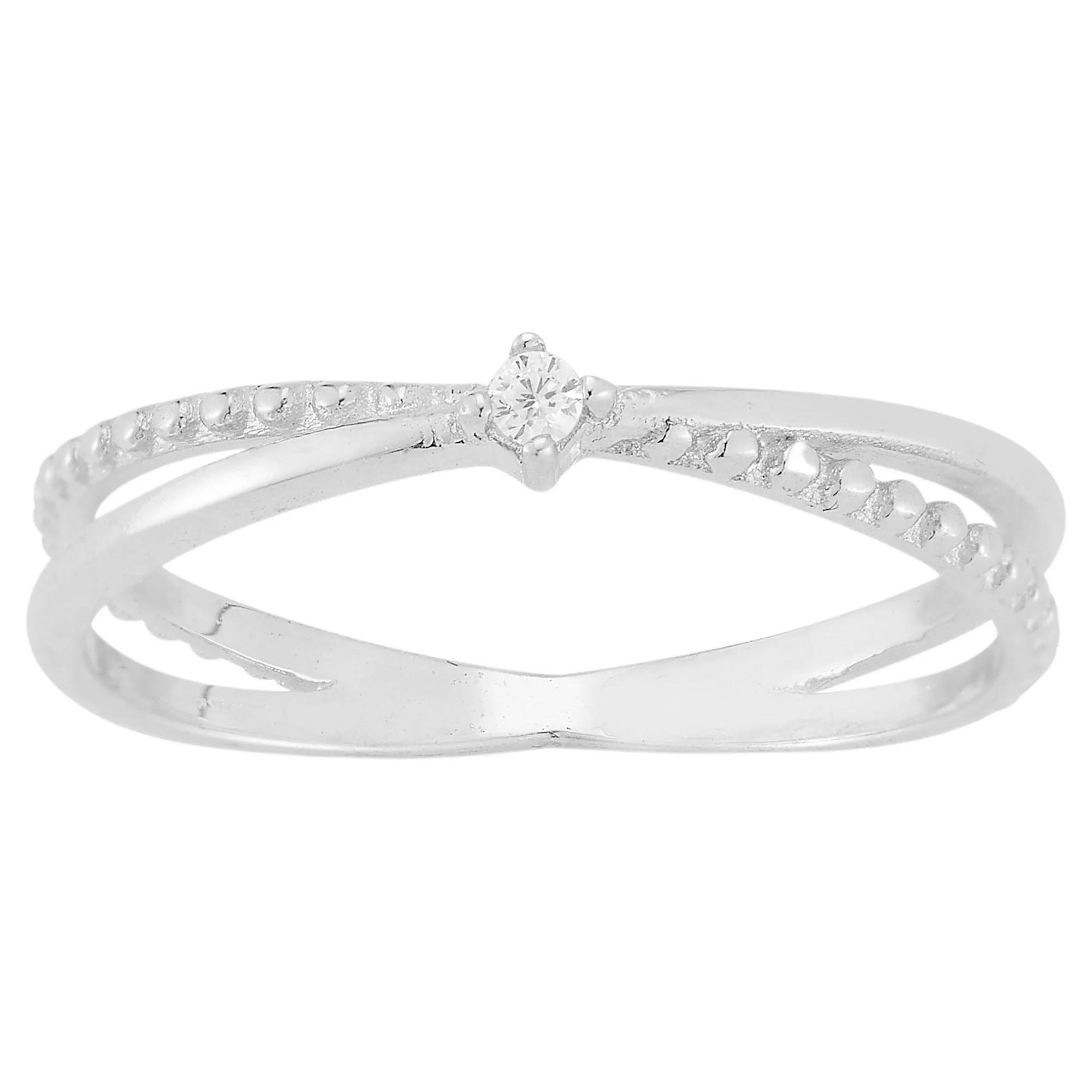 Sunkissed Sterling Sterling Silver Cubic Zirconia Crisscross Ring, Women's,  Product Image