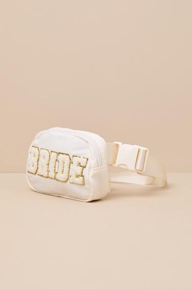 Madeline White Glitter Bride Crossbody Belt Bag Product Image