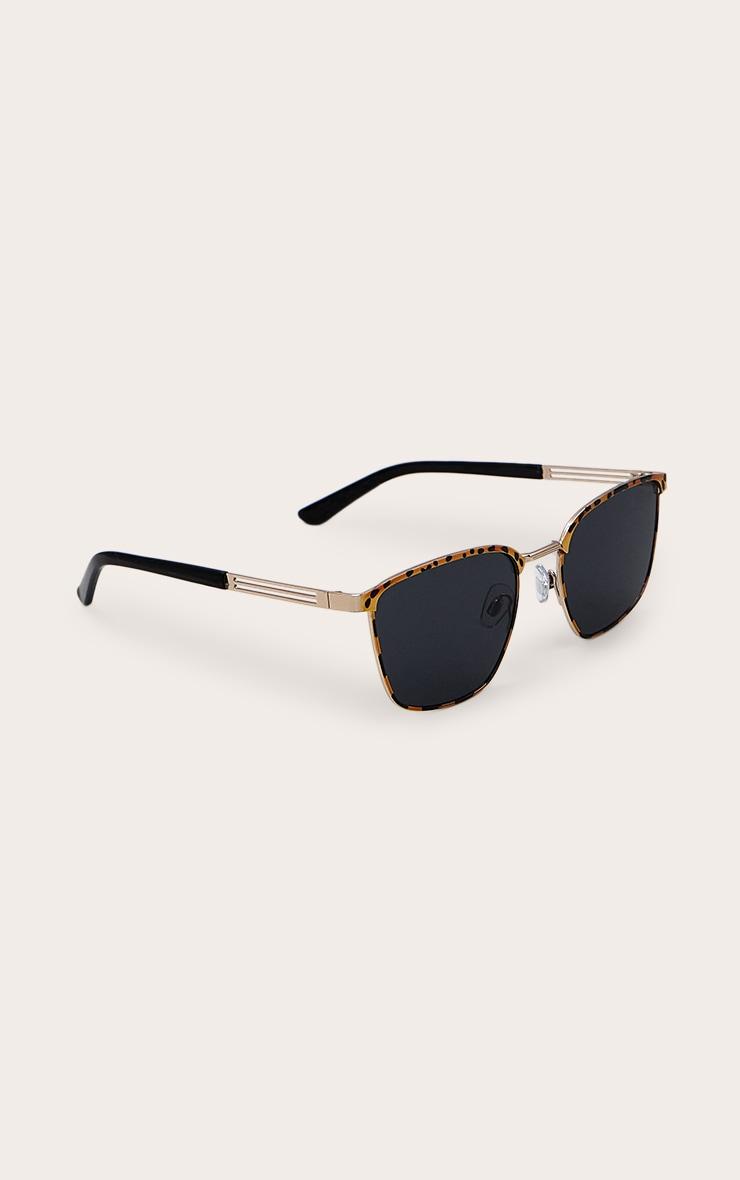 Tortoiseshell Metal Frame Square Bar Sunglasses Product Image