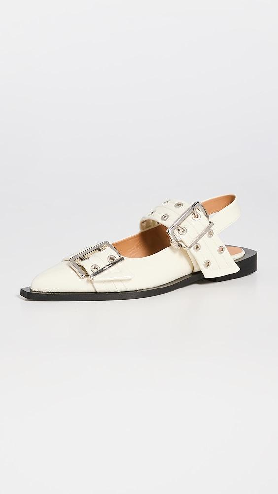 GANNI Wide Welt Buckle Ballerina Flats Naplack | Shopbop Product Image