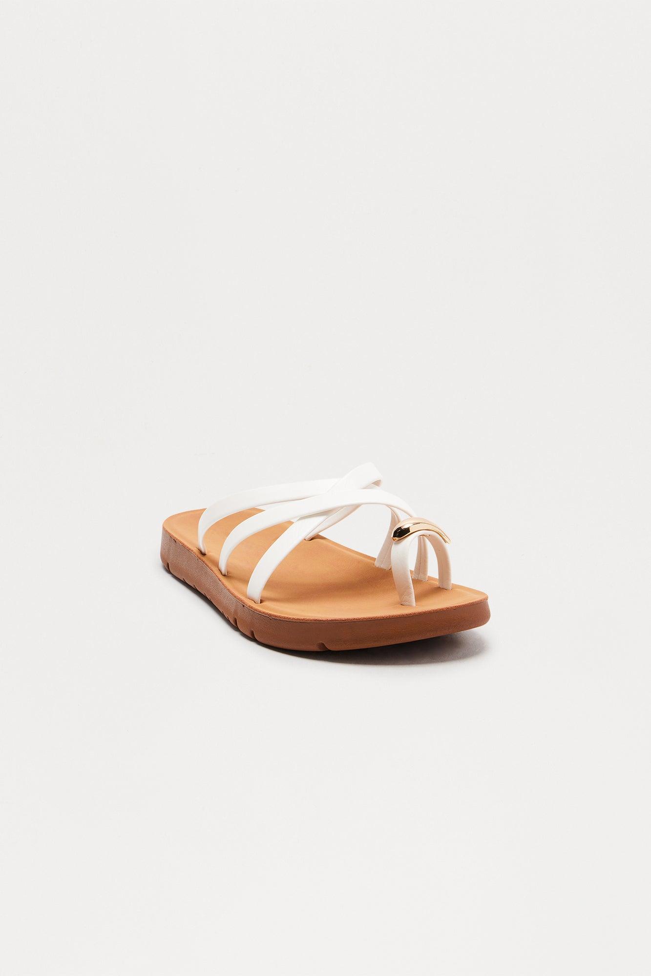 Finian Toe Ring Sandals - White Product Image