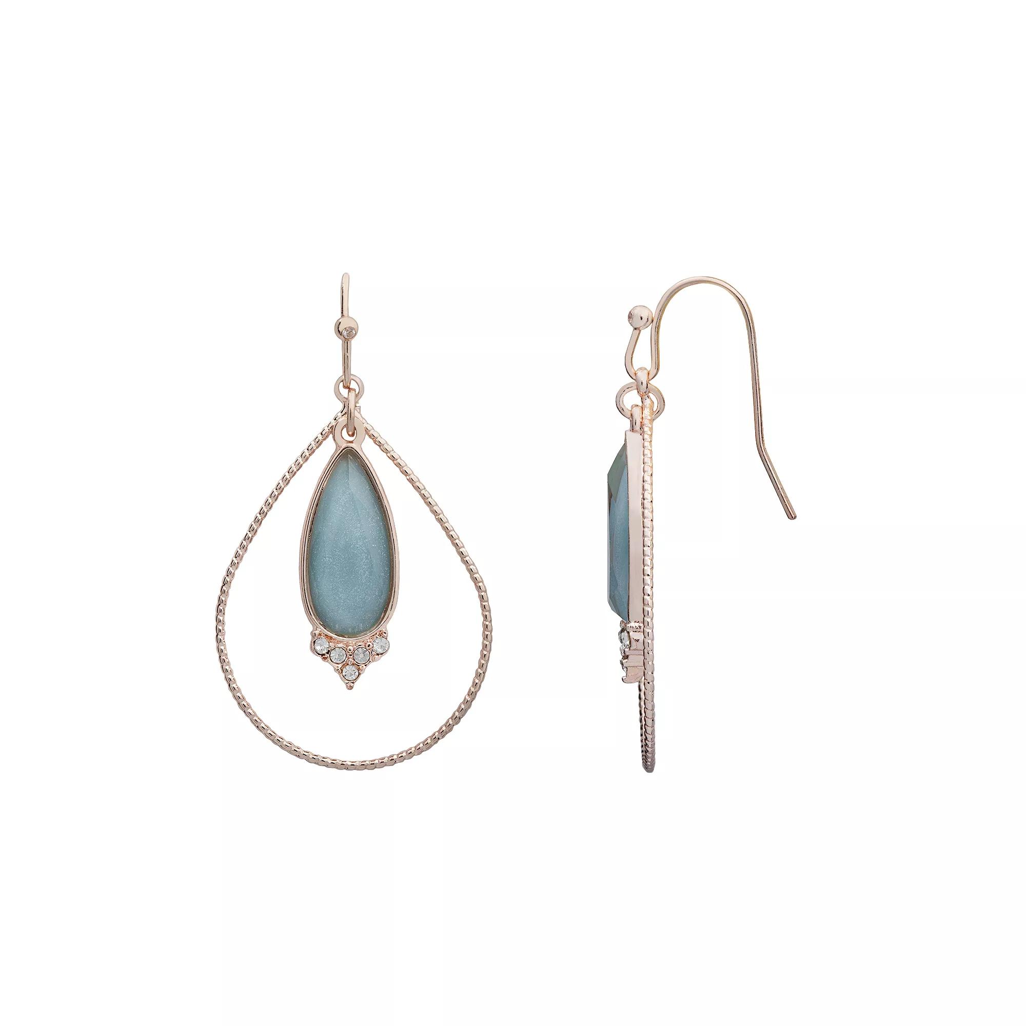 LC Lauren Conrad Rose Gold Tone Resin Orbital Teardrop Earrings, Women's Product Image