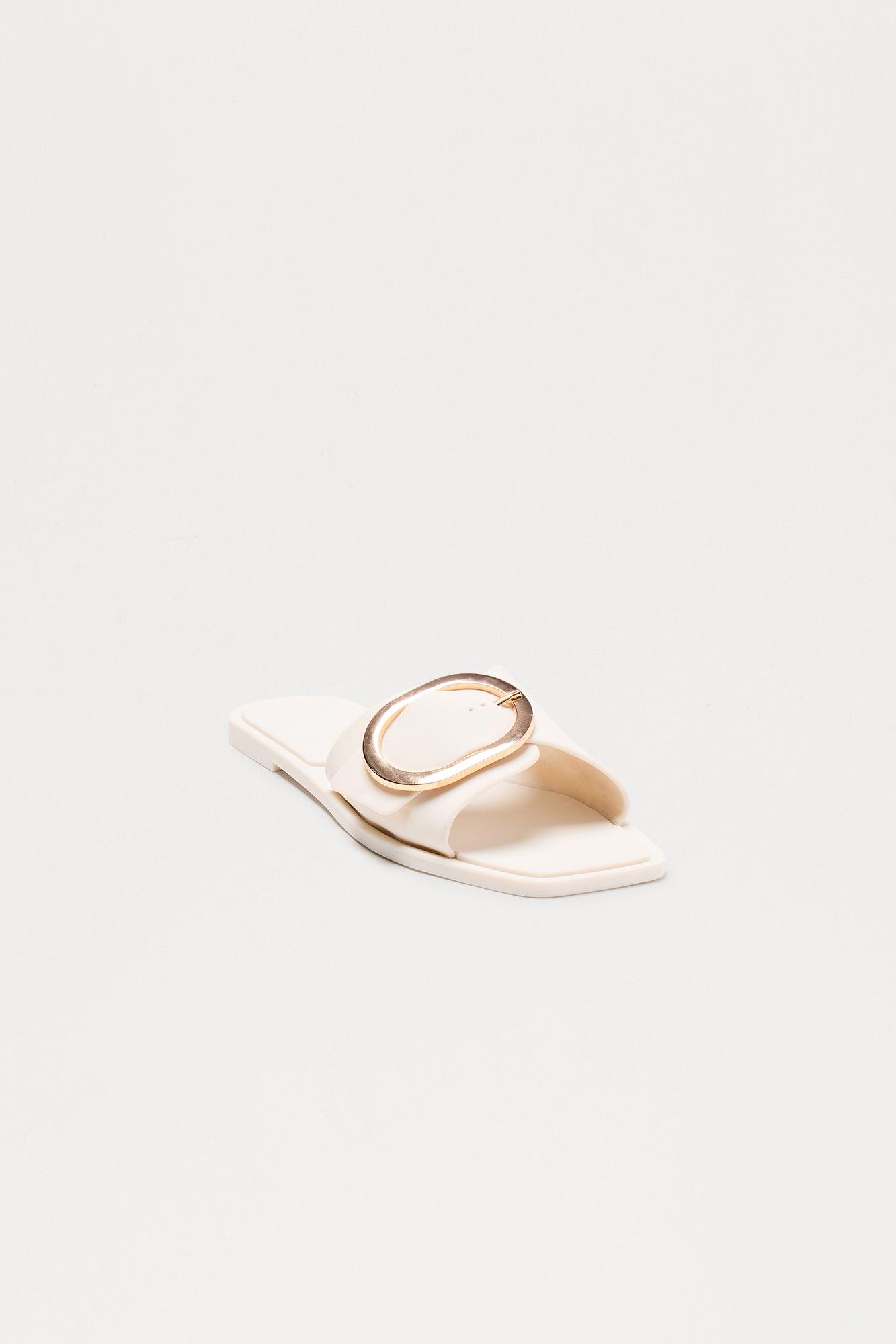 Stetson Buckle Slip On Sandals - Ivory Female Product Image